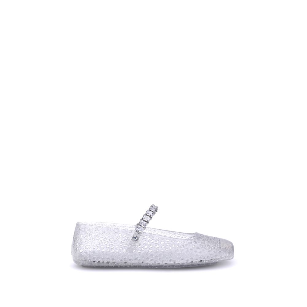 Jimmy Choo Weiße Ballerinas aus Polyurethan