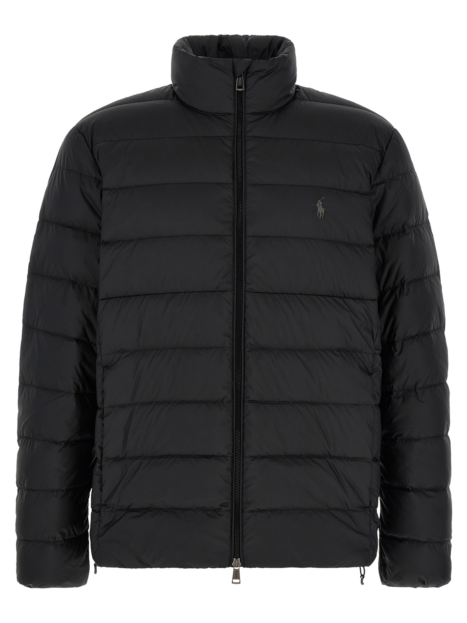 Polo Ralph Lauren Schwarze Polyester-Jacke in voller Länge