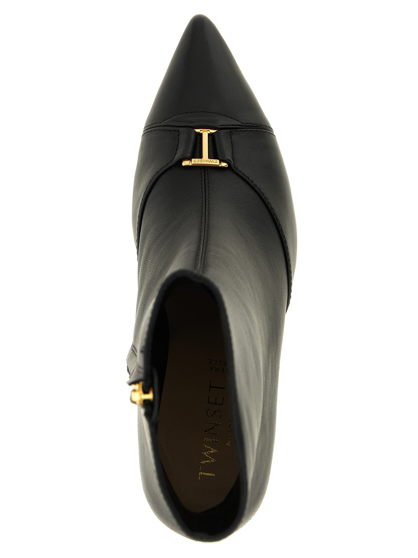 Twinset Schwarze Leder-Stiefeletten