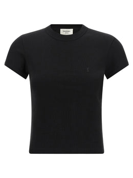 Saint Laurent Schwarzes Baumwoll-T-Shirt