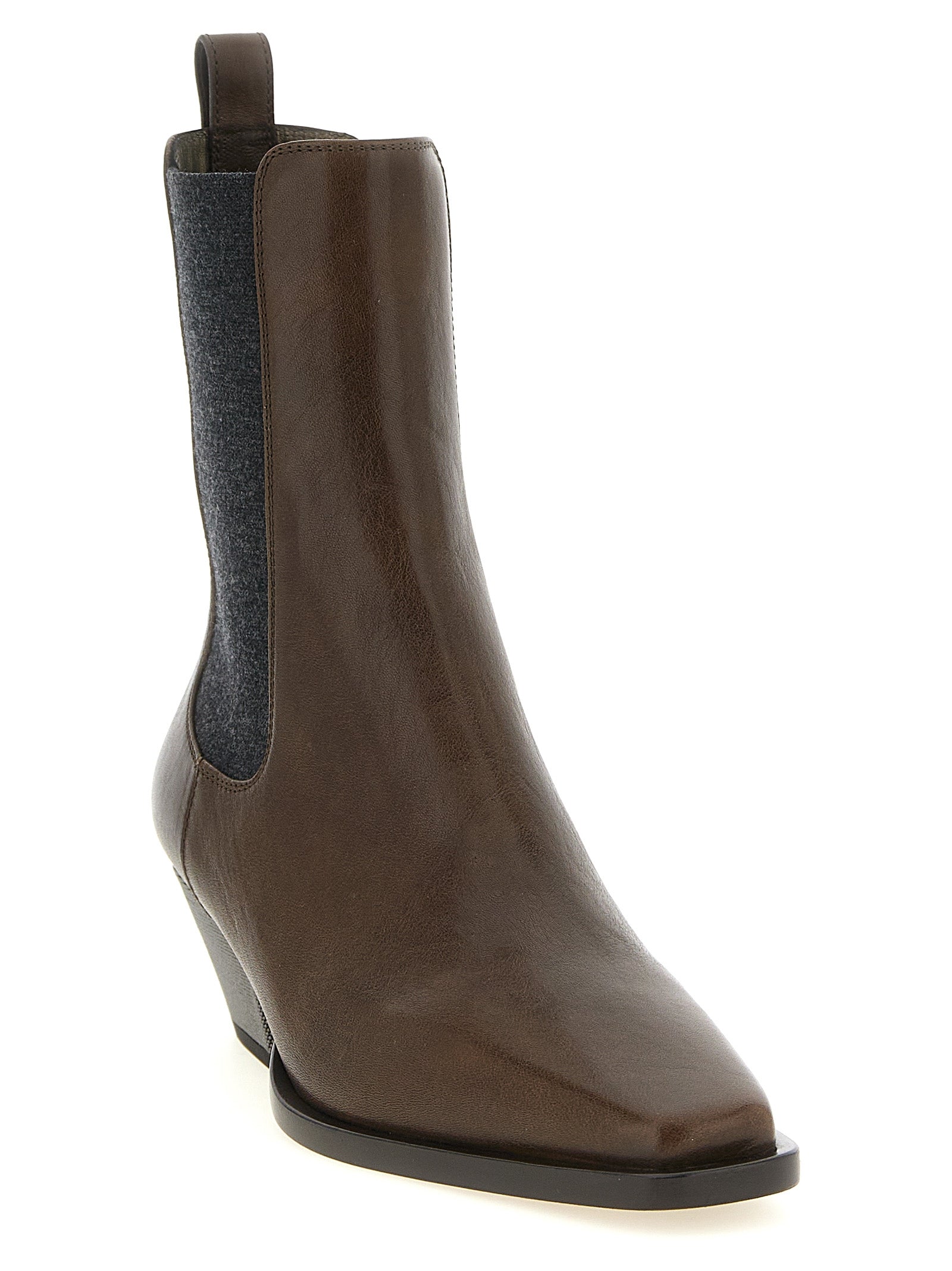 Brunello Cucinelli Braune Chelsea Boots aus Rindsleder