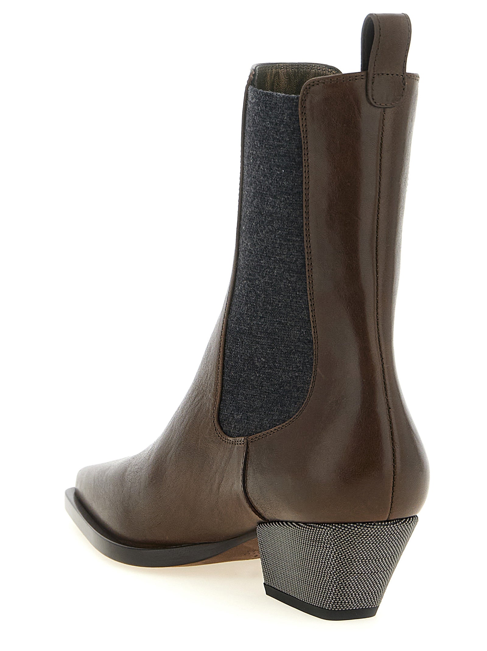 Brunello Cucinelli Braune Chelsea Boots aus Rindsleder