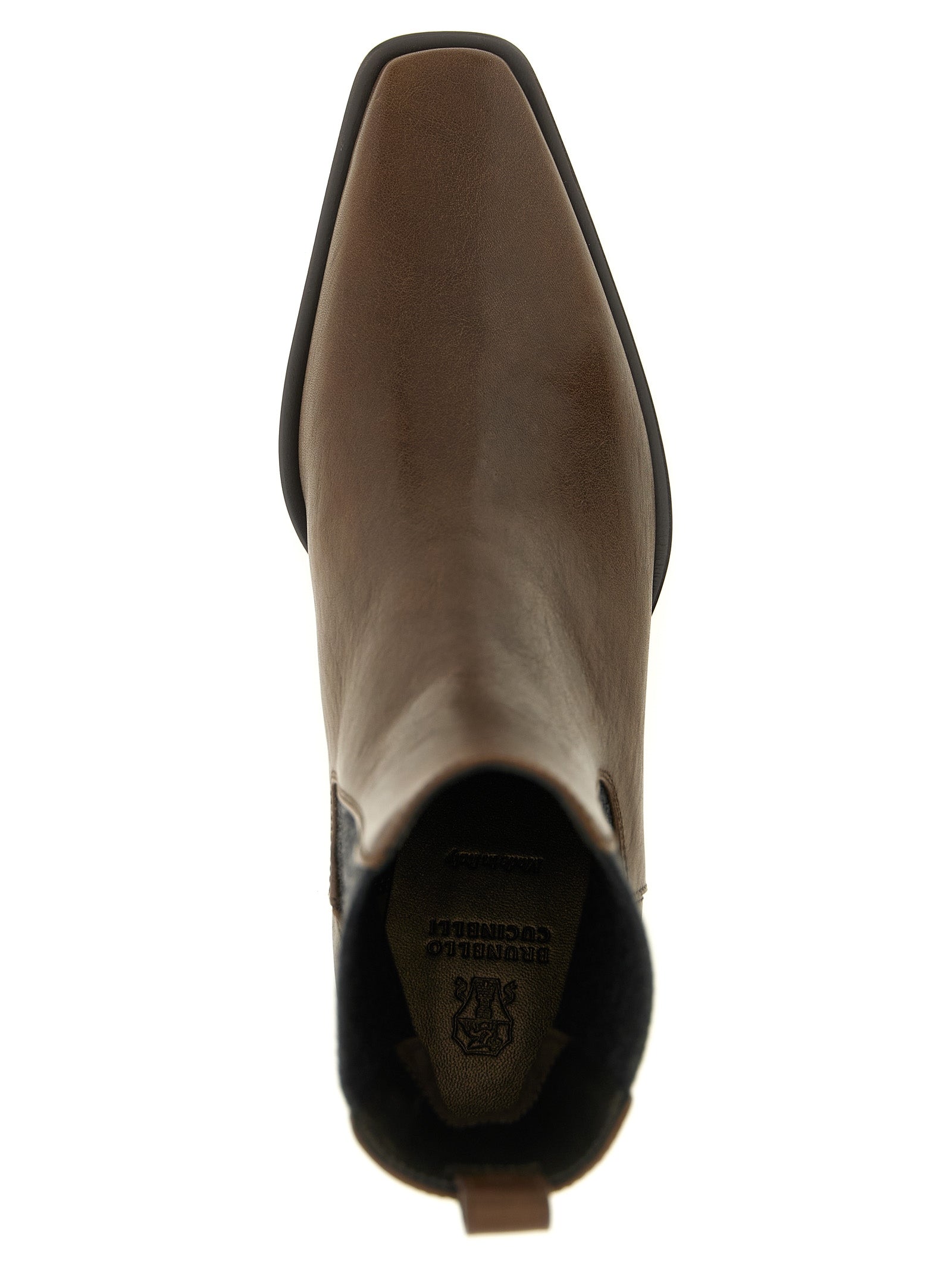 Brunello Cucinelli Braune Chelsea Boots aus Rindsleder