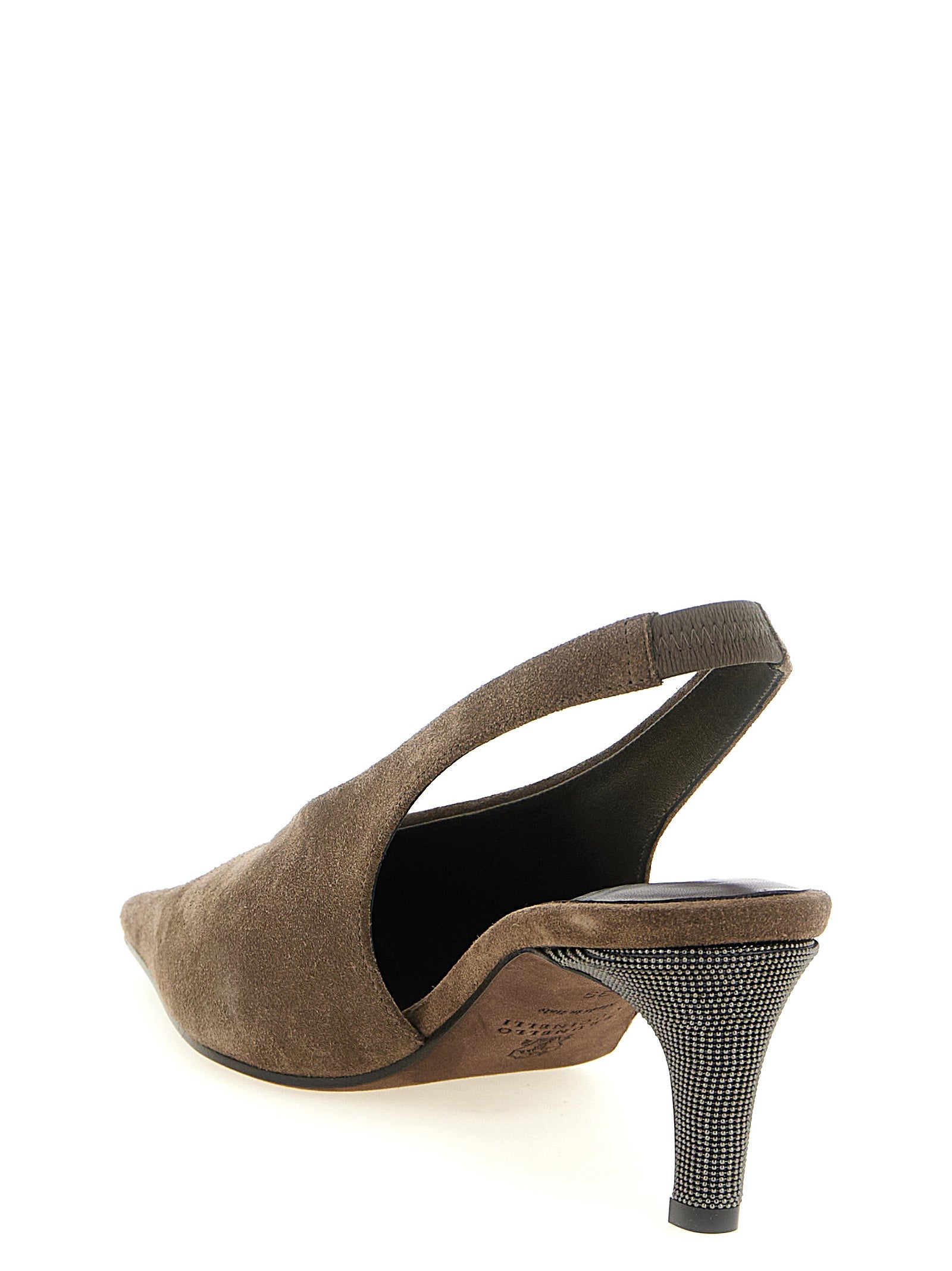 Brunello Cucinelli Graue Pumps aus Kalbsleder mit mittlerem Absatz