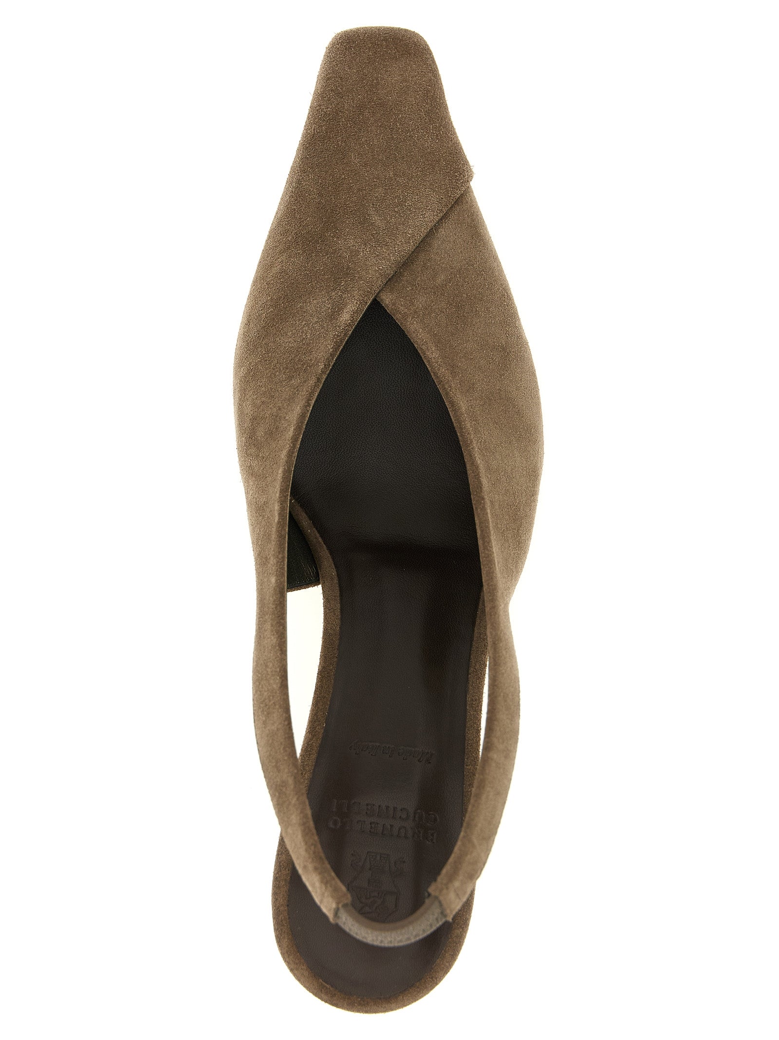 Brunello Cucinelli Graue Pumps aus Kalbsleder mit mittlerem Absatz