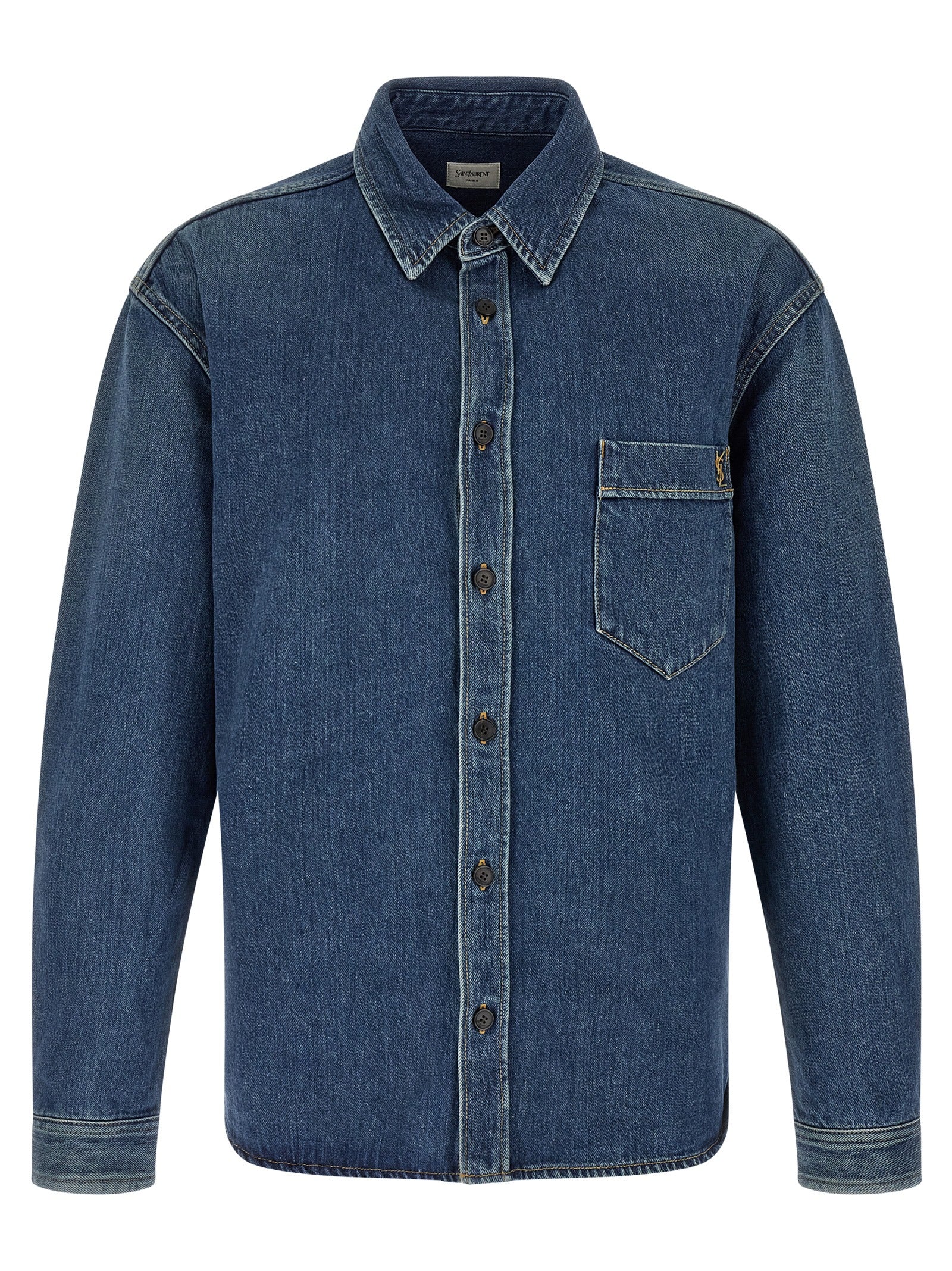 Saint Laurent Blaue Baumwollbluse