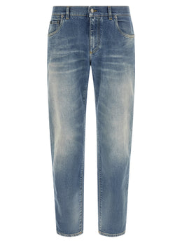 Dolce & Gabbana Blaue Jeans aus Baumwolle im geraden Schnitt