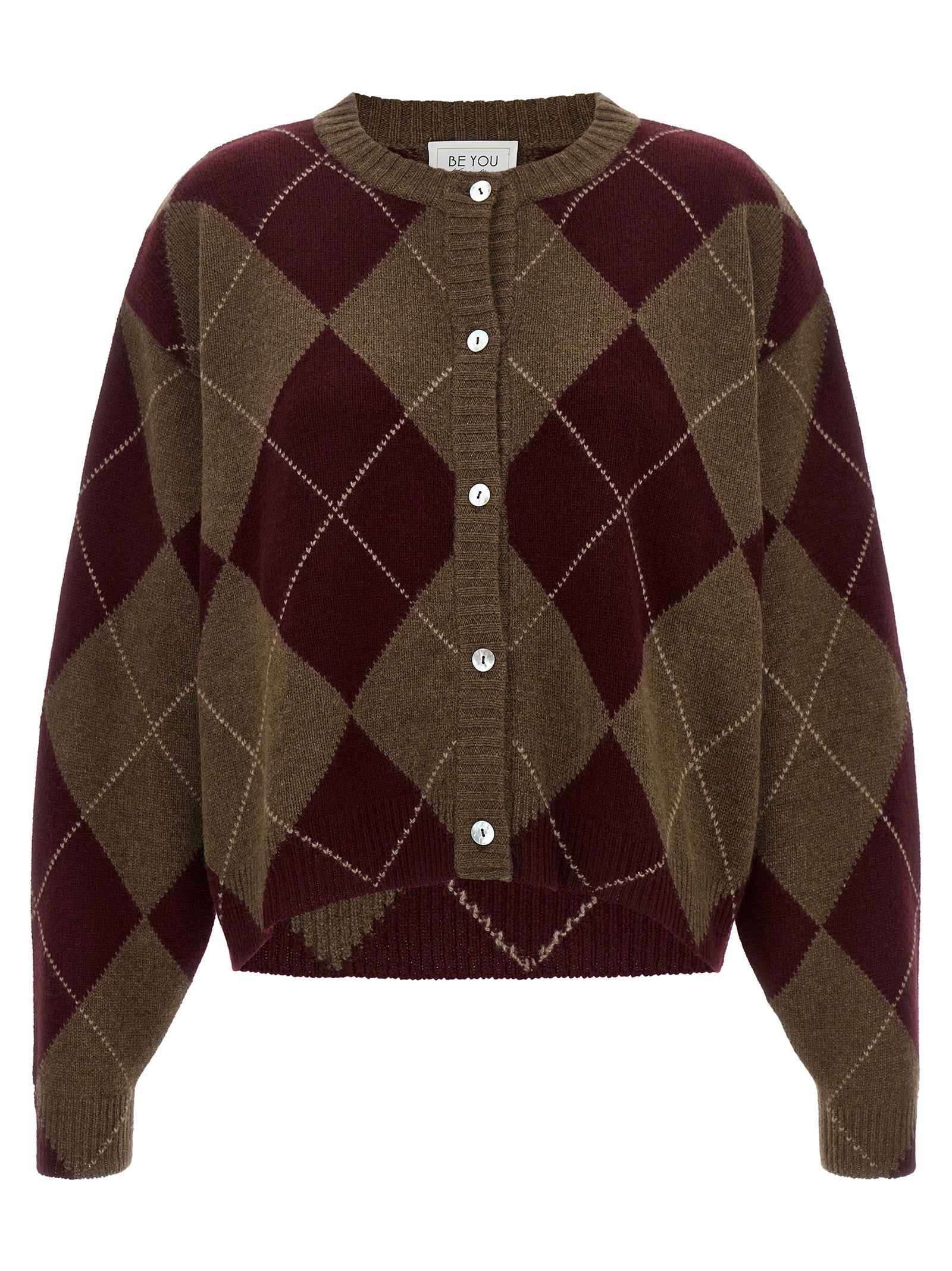 BE YOU Mehrfarbige Kaschmir-Strickjacke