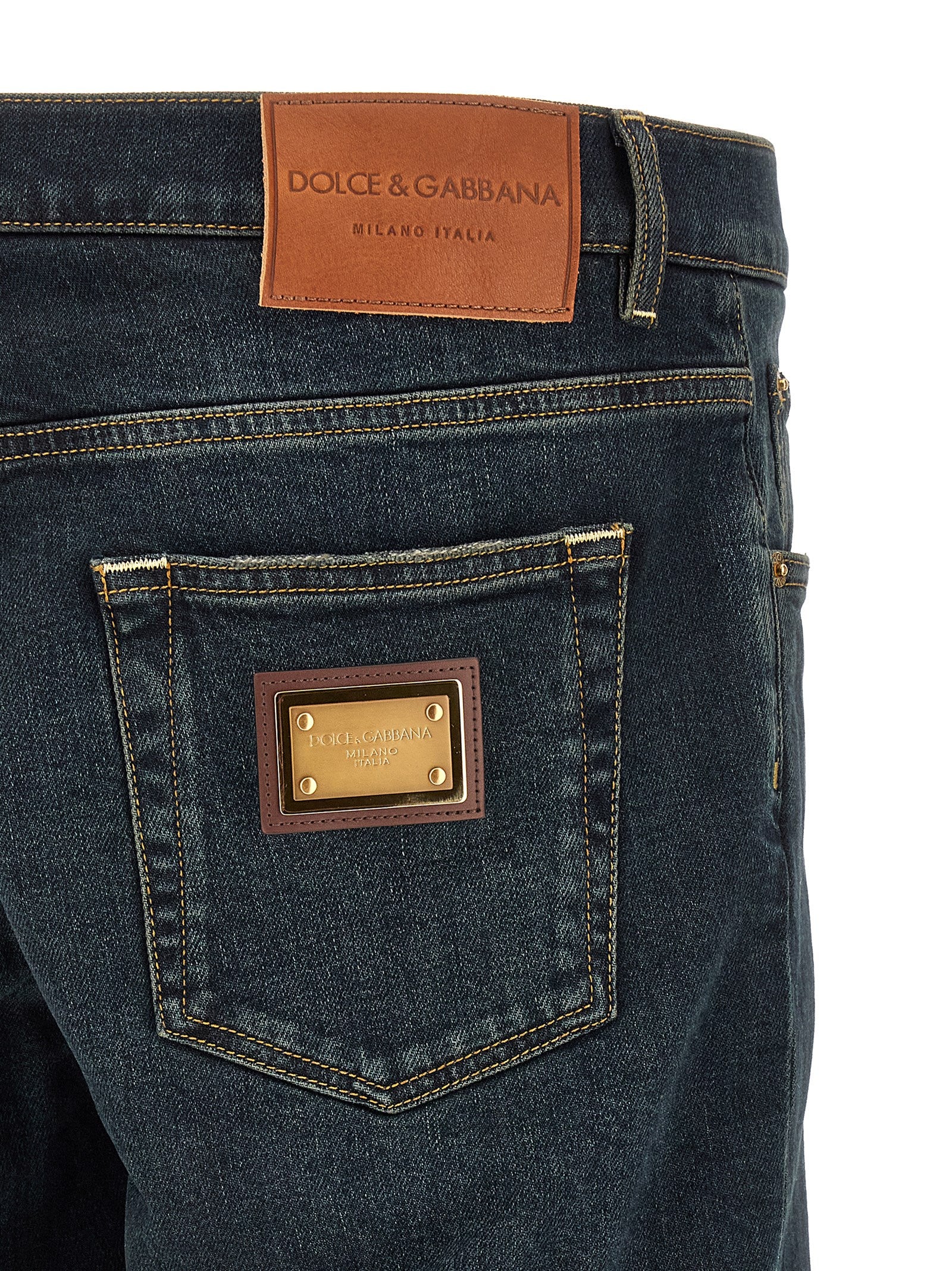 Dolce & Gabbana Blaue Baumwoll-Skinny-Jeans