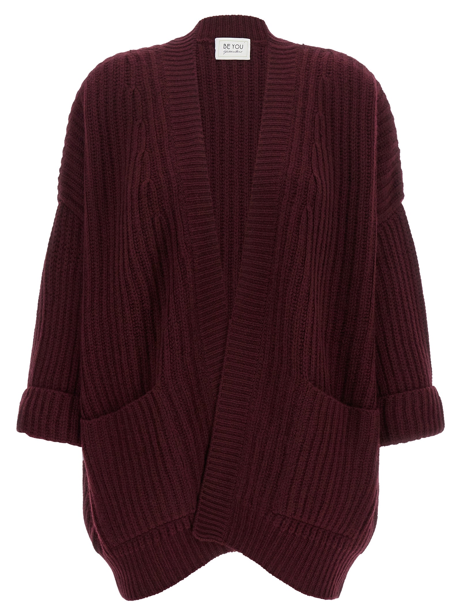 BE YOU Kaschmir-Strickjacke in Bordeaux