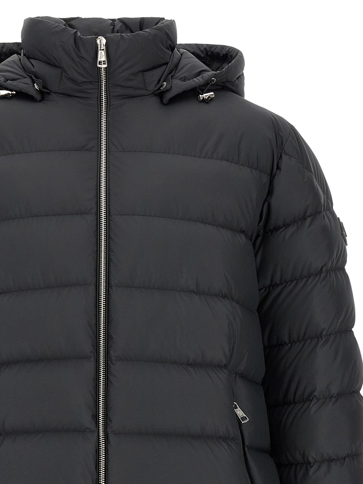 Moncler Schwarze Polyester-Jacke in voller Länge