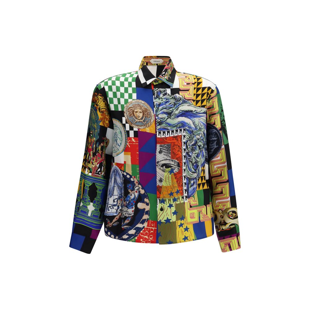 Versace Mehrfarbiges Seidenhemd mit Muster