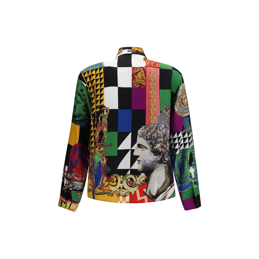 Versace Mehrfarbiges Seidenhemd mit Muster