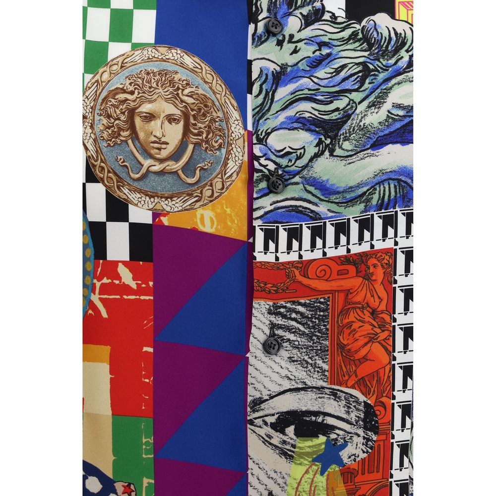 Versace Mehrfarbiges Seidenhemd mit Muster
