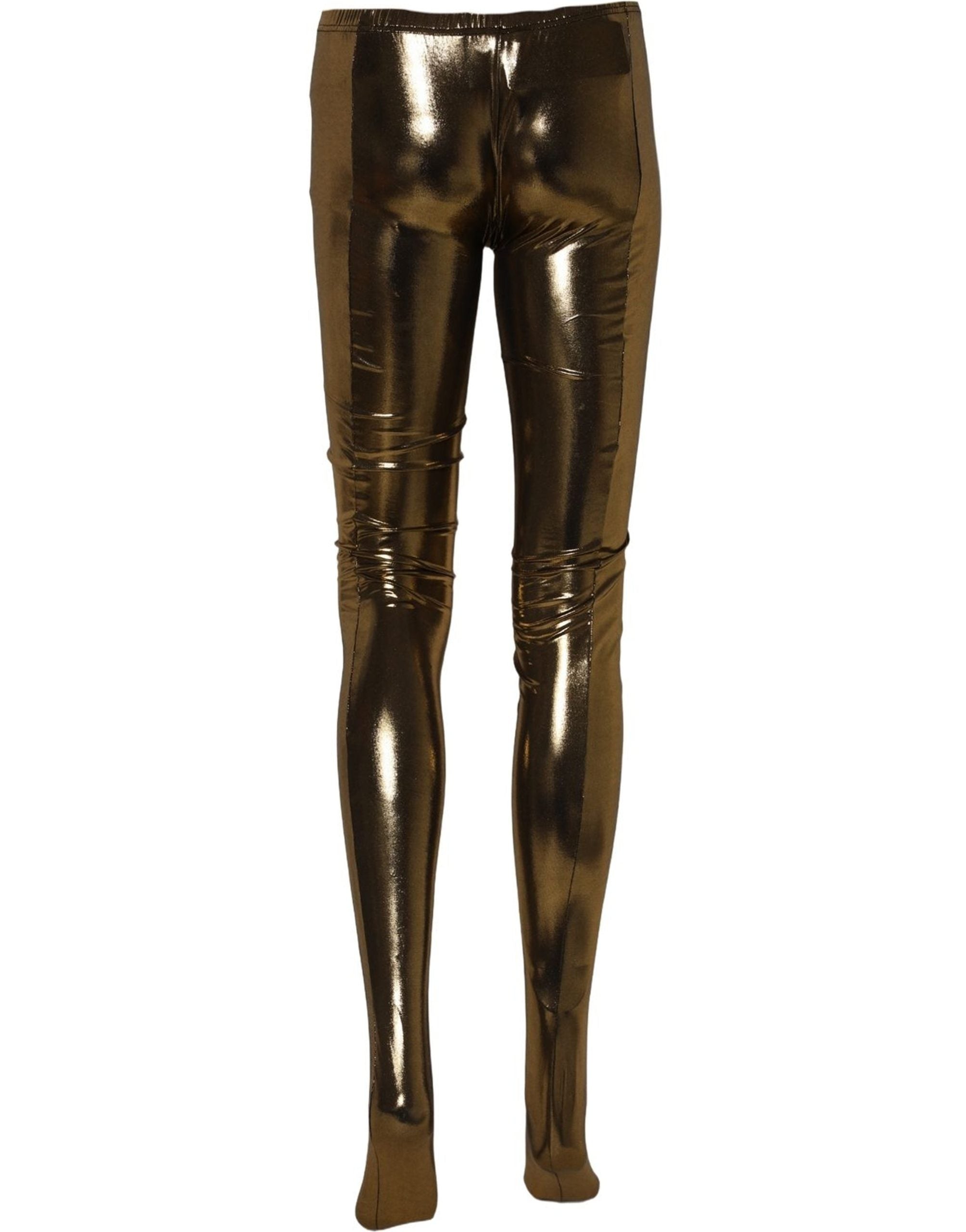 Dolce & Gabbana Goldfarbene Metallic Leggings Strumpfhose Socken