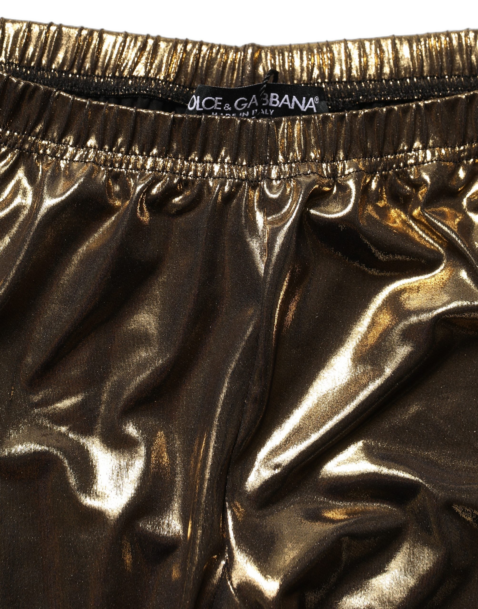 Dolce & Gabbana Goldfarbene Metallic Leggings Strumpfhose Socken