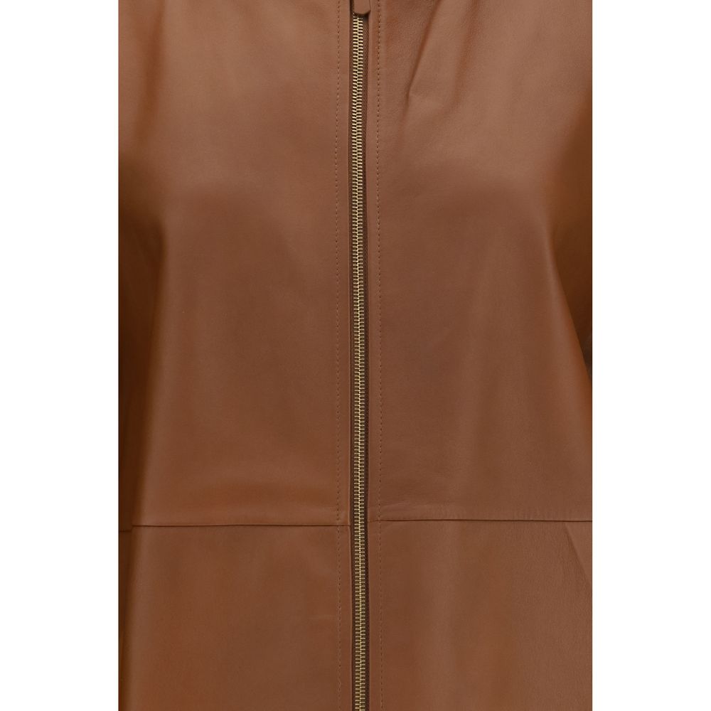 Max Mara Braune Lammlederjacke Ovis Aries