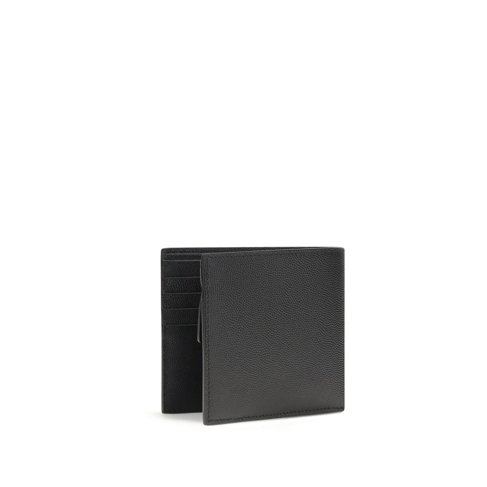 Saint Laurent Schwarzes Kalbsleder Bos Taurus Portemonnaie