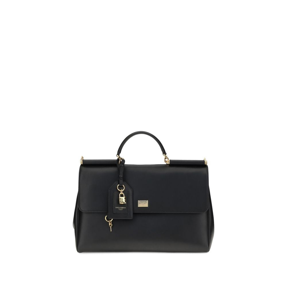 Dolce & Gabbana Schwarze Bos Taurus Kalbsleder Schultertasche