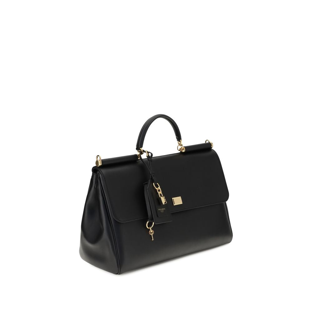 Dolce & Gabbana Schwarze Bos Taurus Kalbsleder Schultertasche