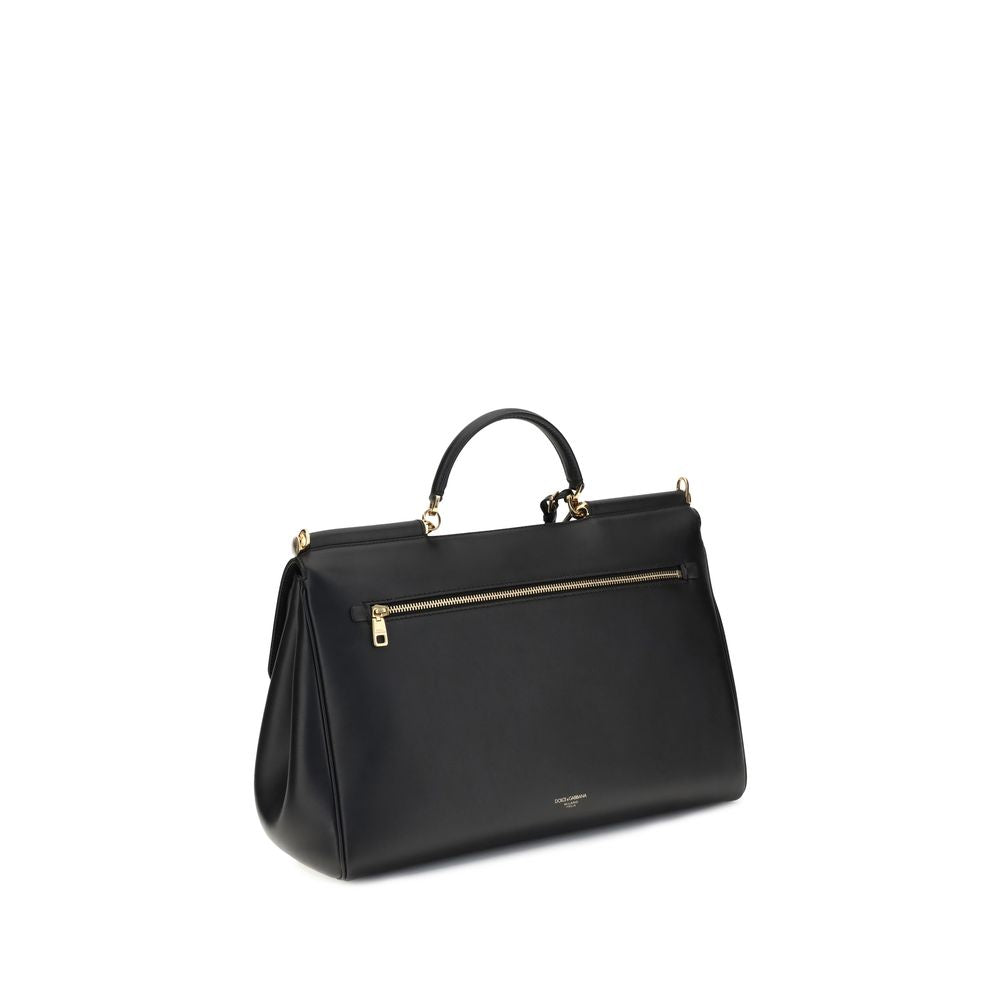Dolce & Gabbana Schwarze Bos Taurus Kalbsleder Schultertasche