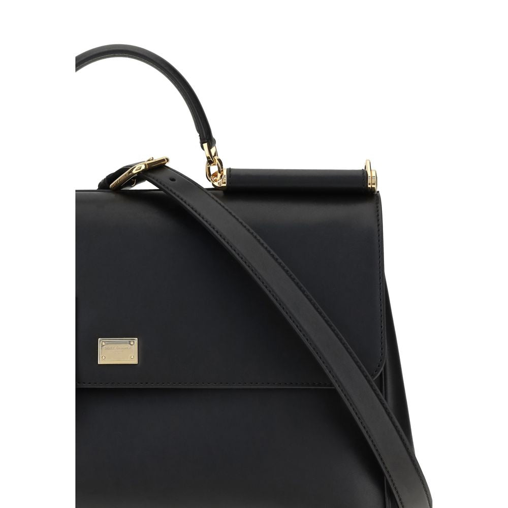Dolce & Gabbana Schwarze Bos Taurus Kalbsleder Schultertasche
