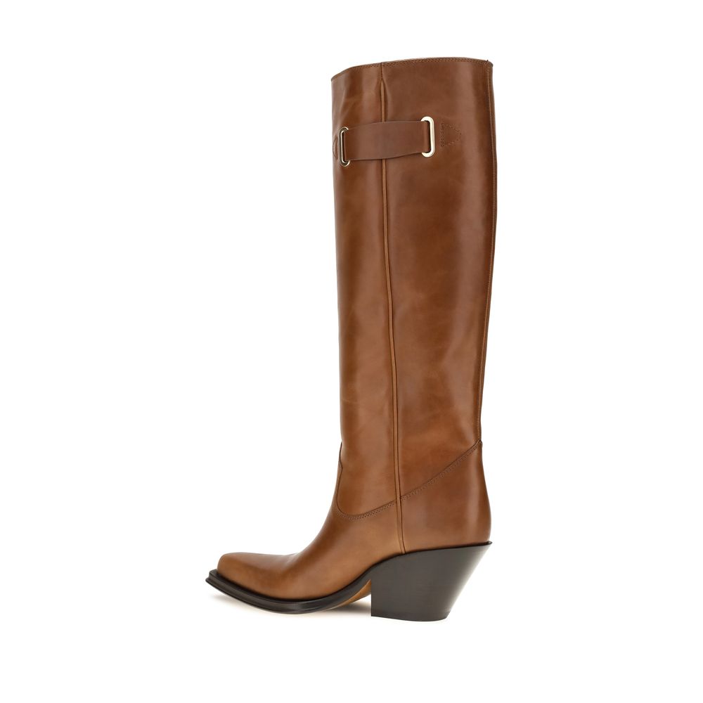 Chloé Braune Kalbsleder Bos Taurus Overknee-Stiefel