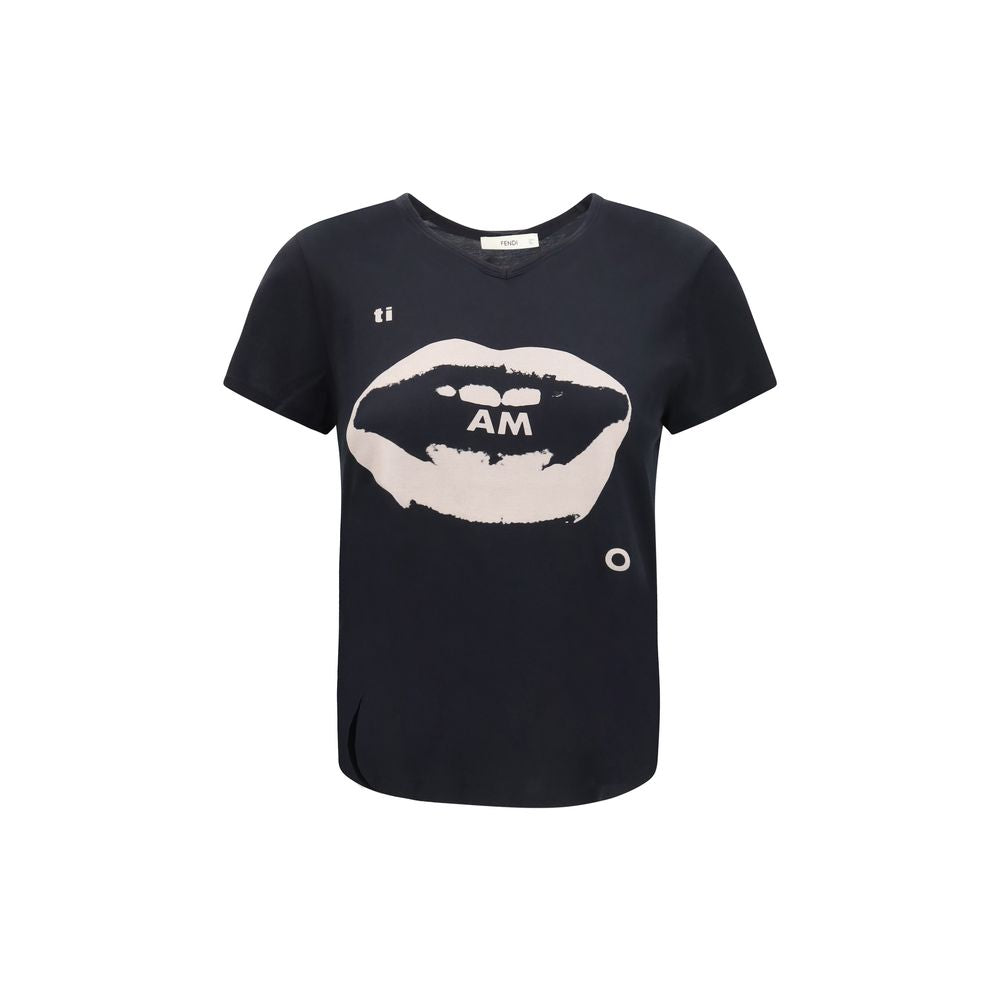 Fendi Schwarzes Baumwoll-T-Shirt
