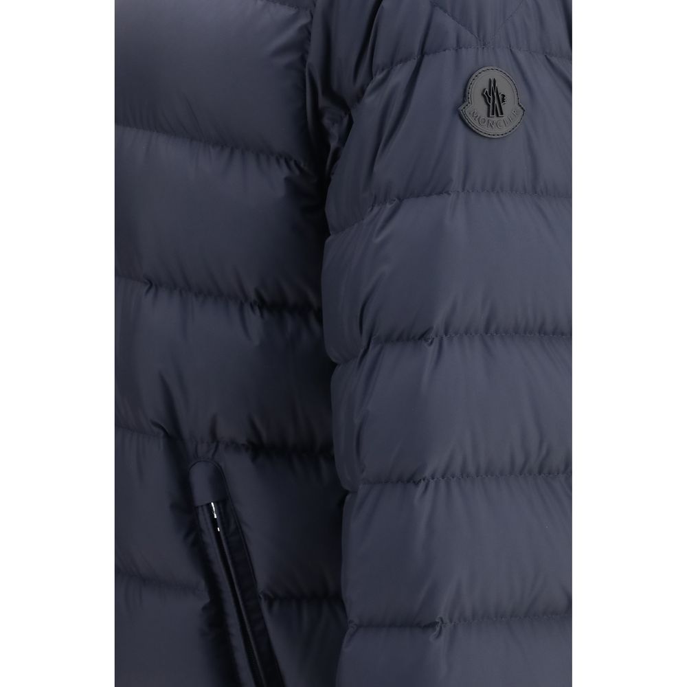 Moncler Blaue Daunenjacke in voller Länge
