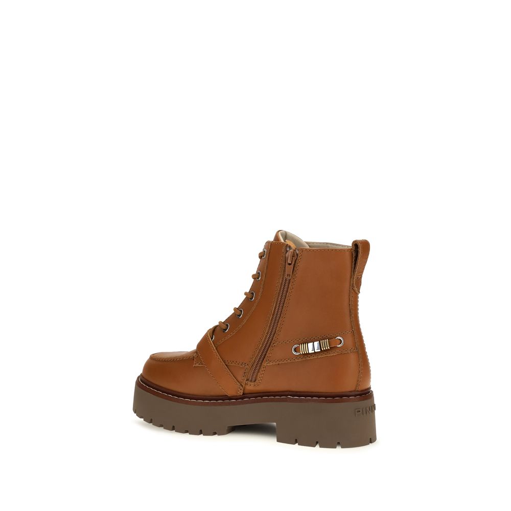 PINKO Braune Kalbsleder Bos Taurus Schnürstiefel