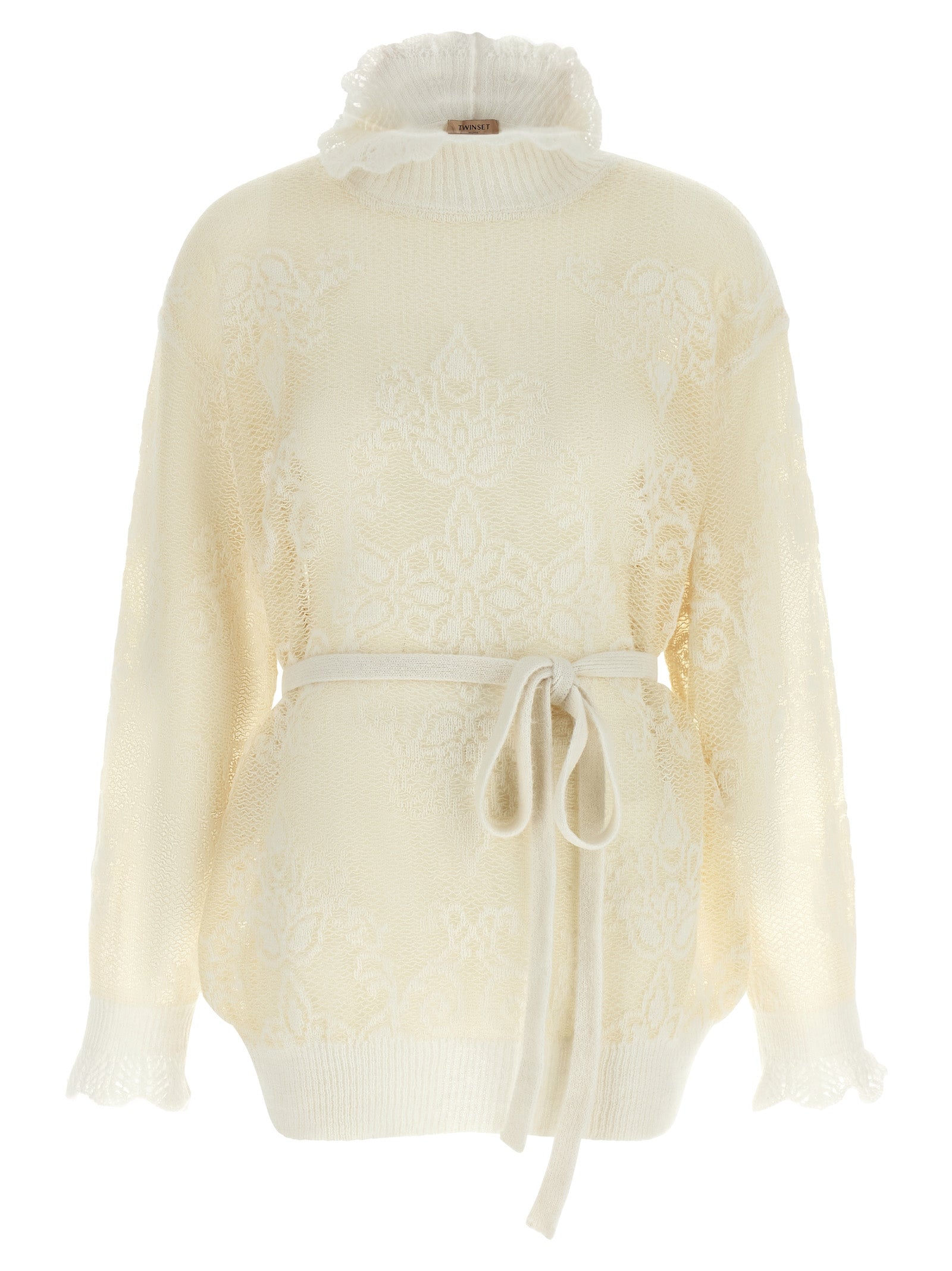 Twinset Weiße Strickjacke aus Polyamid