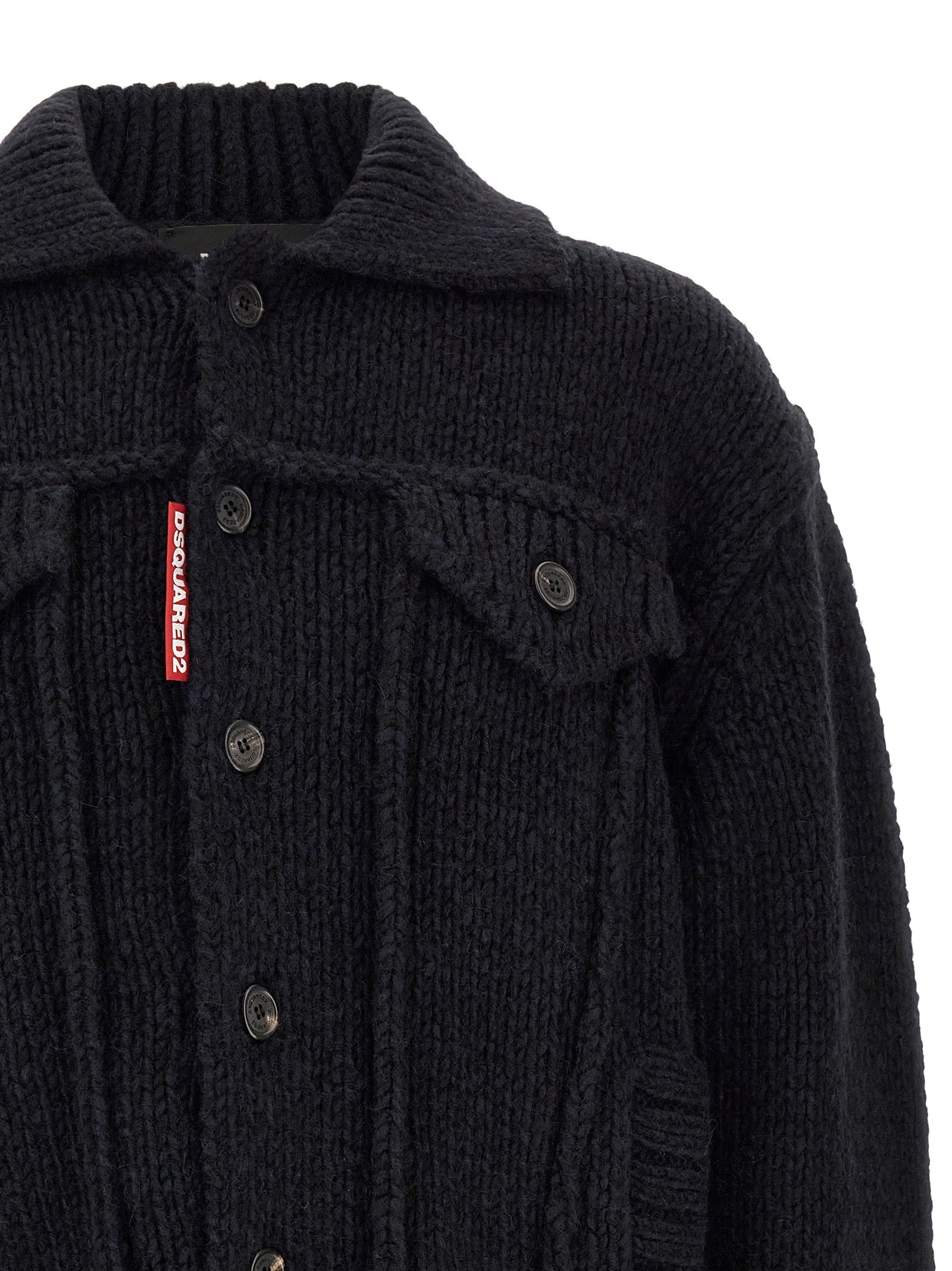 Dsquared² Blauer Marabou-Strickjacke