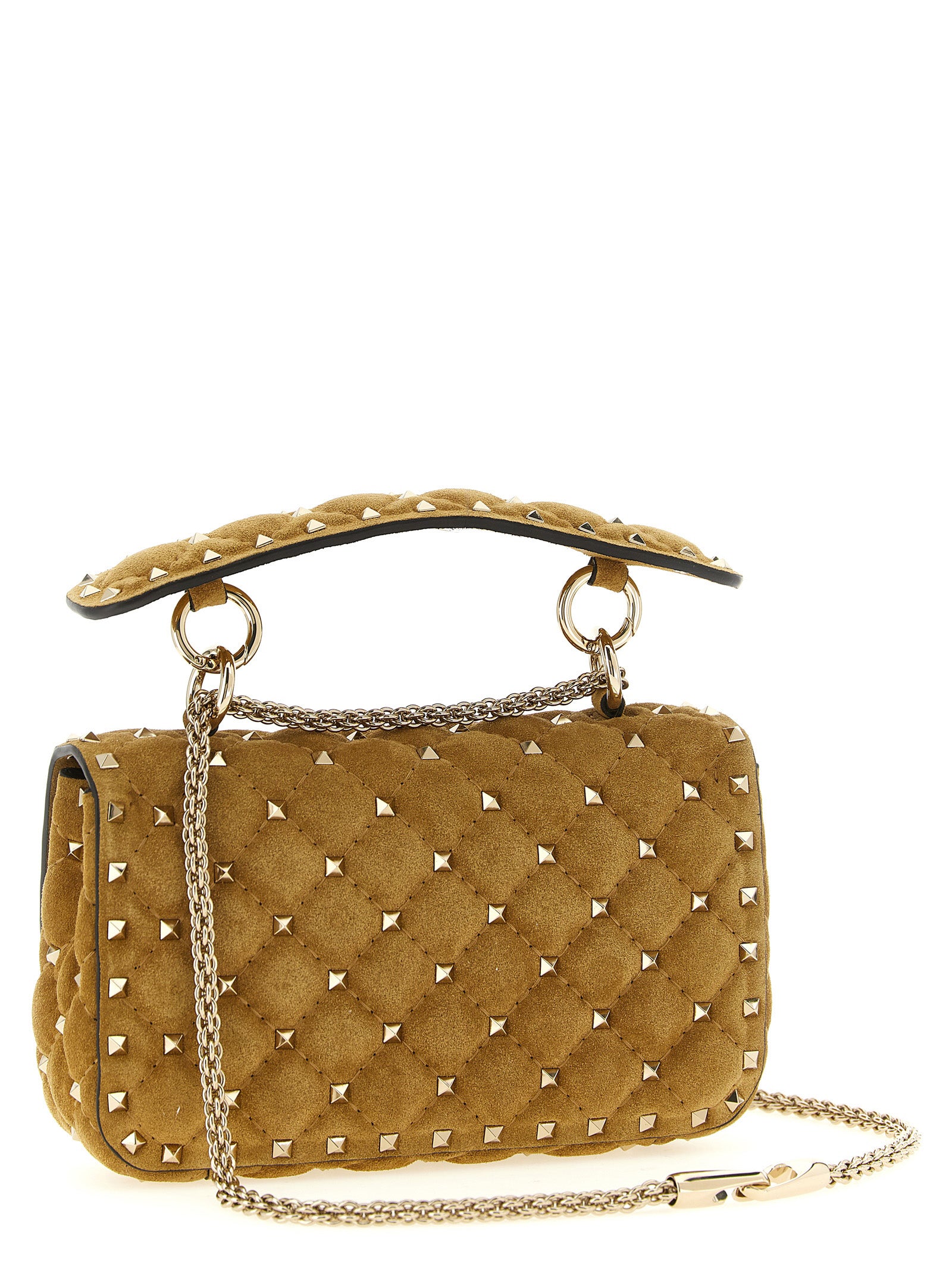 Valentino Garavani Beigefarbene Kalbshaut Schultertasche