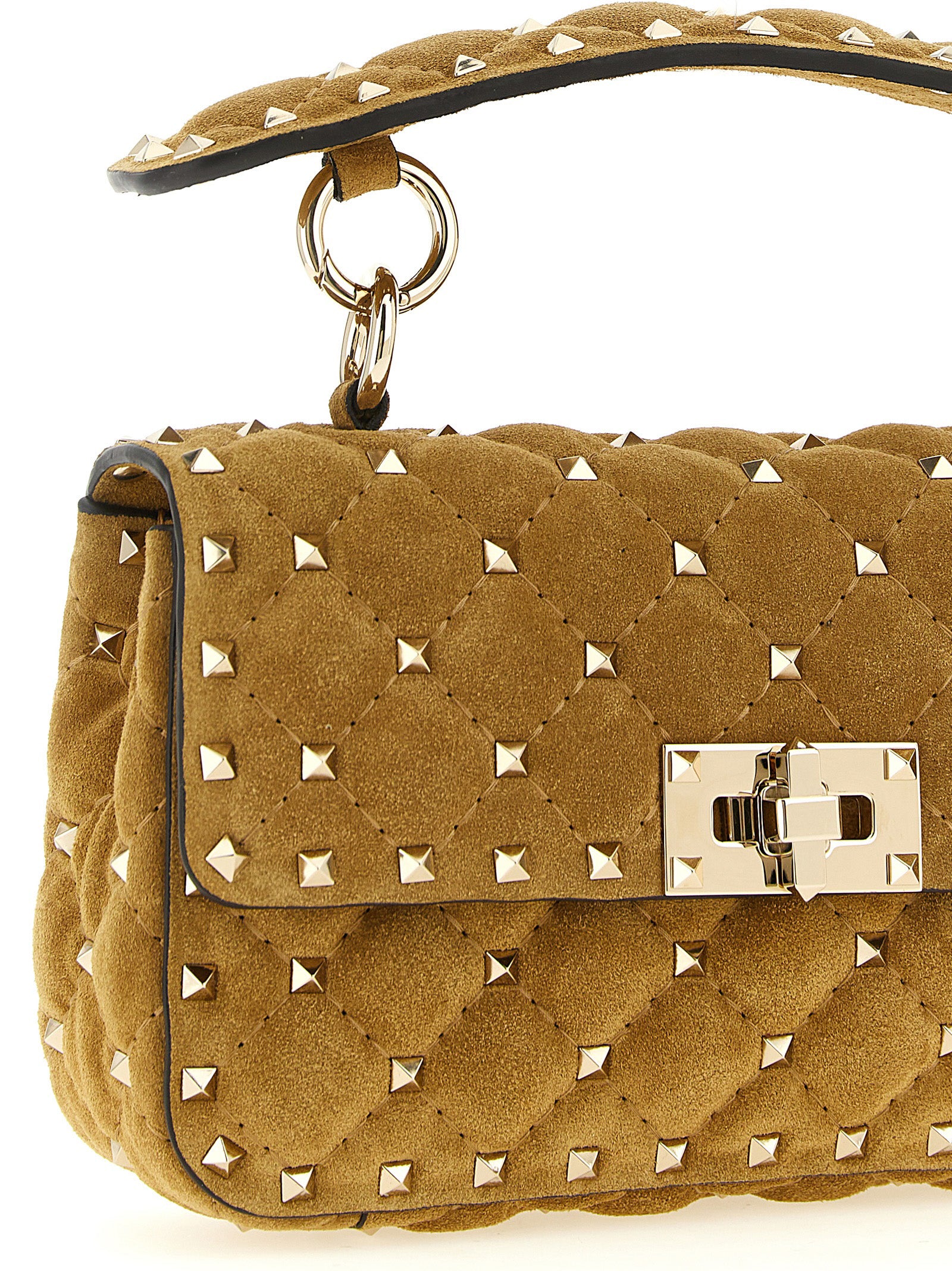 Valentino Garavani Beigefarbene Kalbshaut Schultertasche