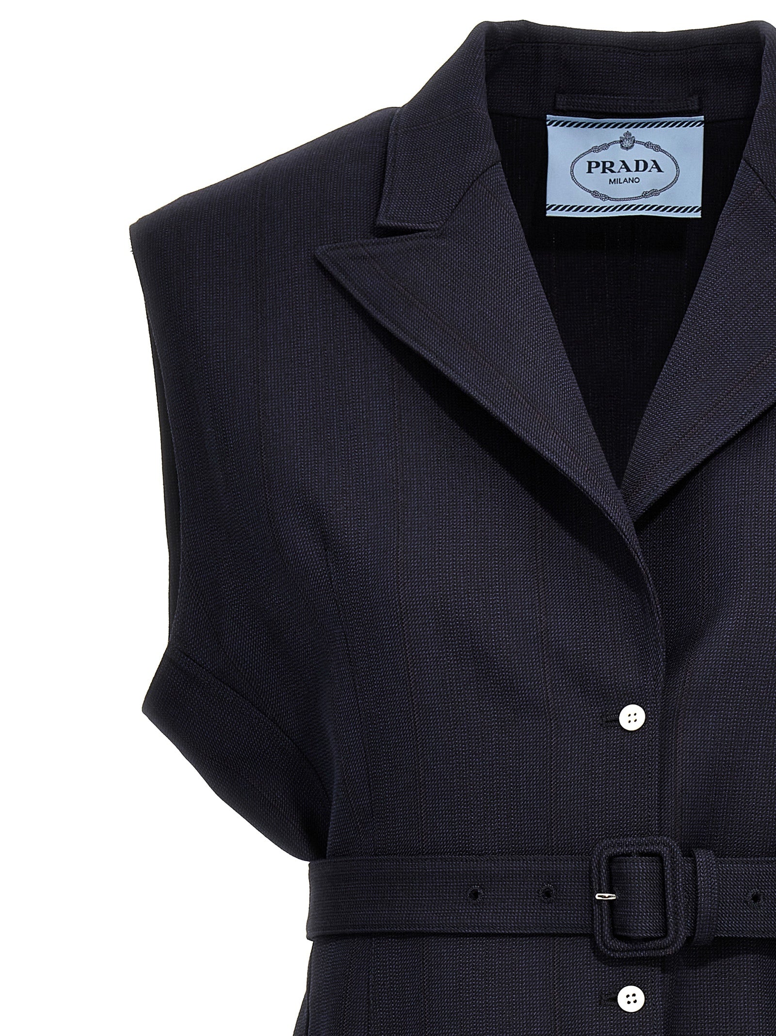 Prada Ärmellose Weste aus blauer Schurwolle