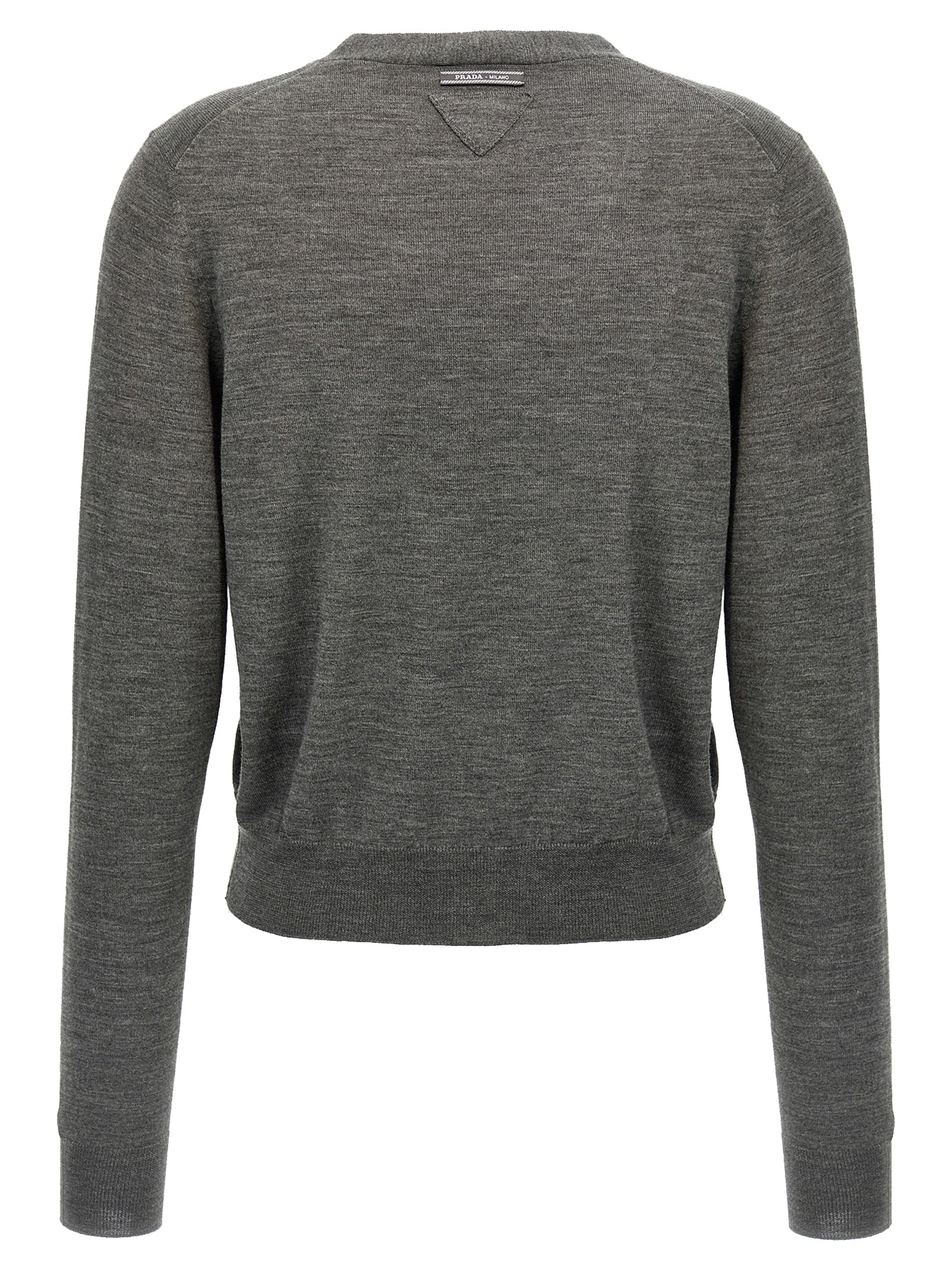 Prada Grauer Cardigan aus reiner Schurwolle