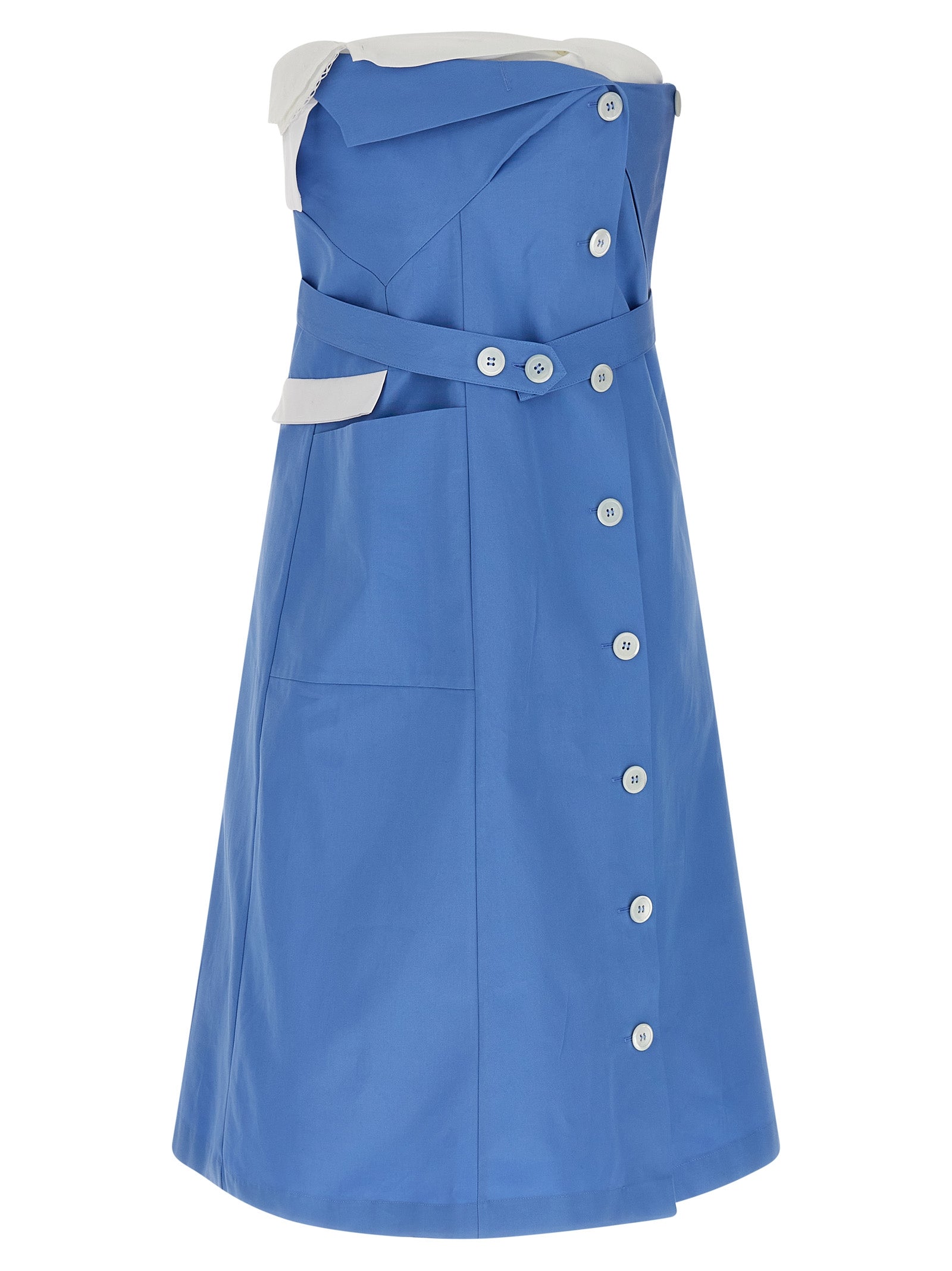 Miu Miu Kurzes blaues Baumwollkleid
