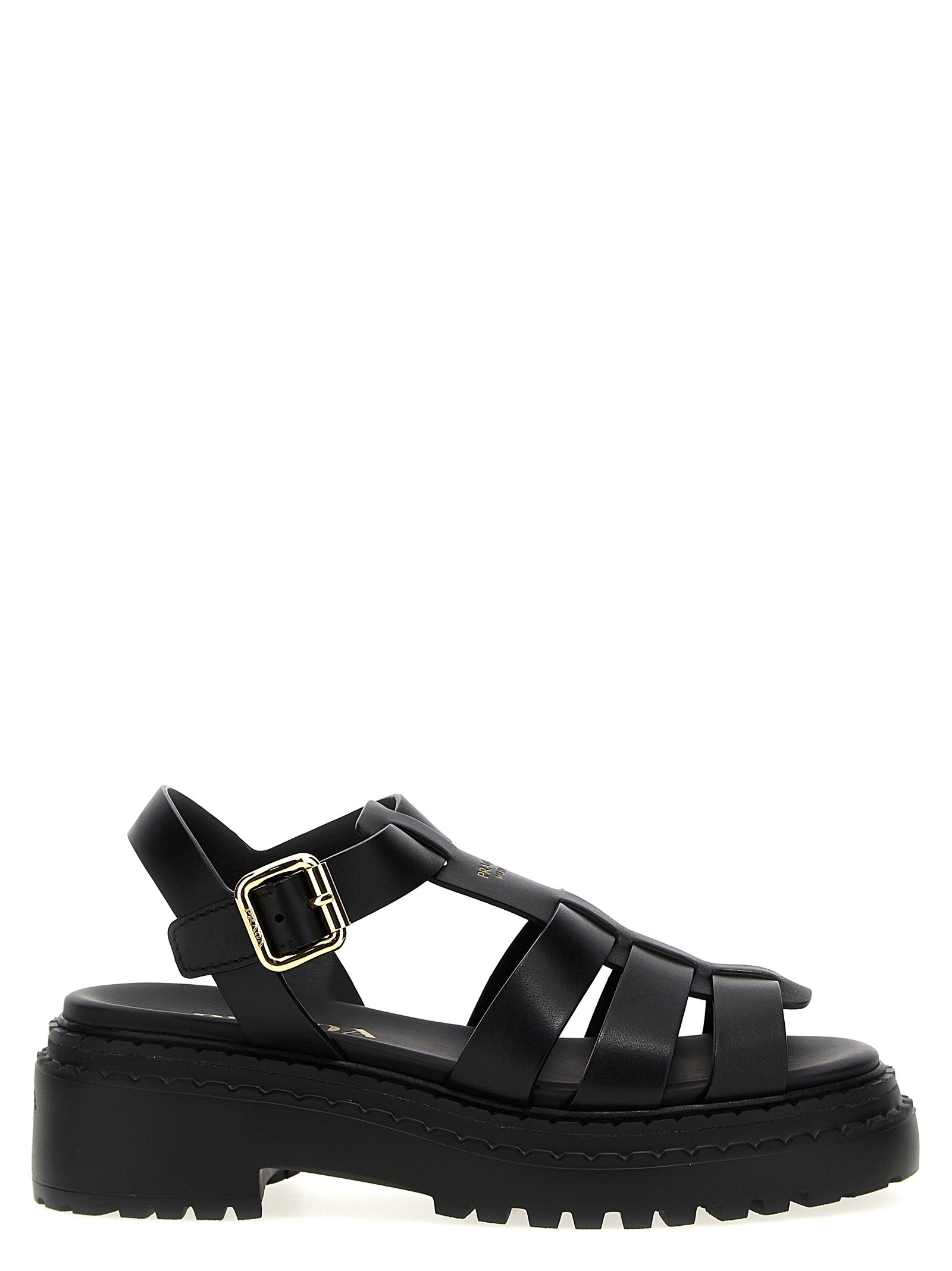 Prada Sandalen aus schwarzem Kalbsleder