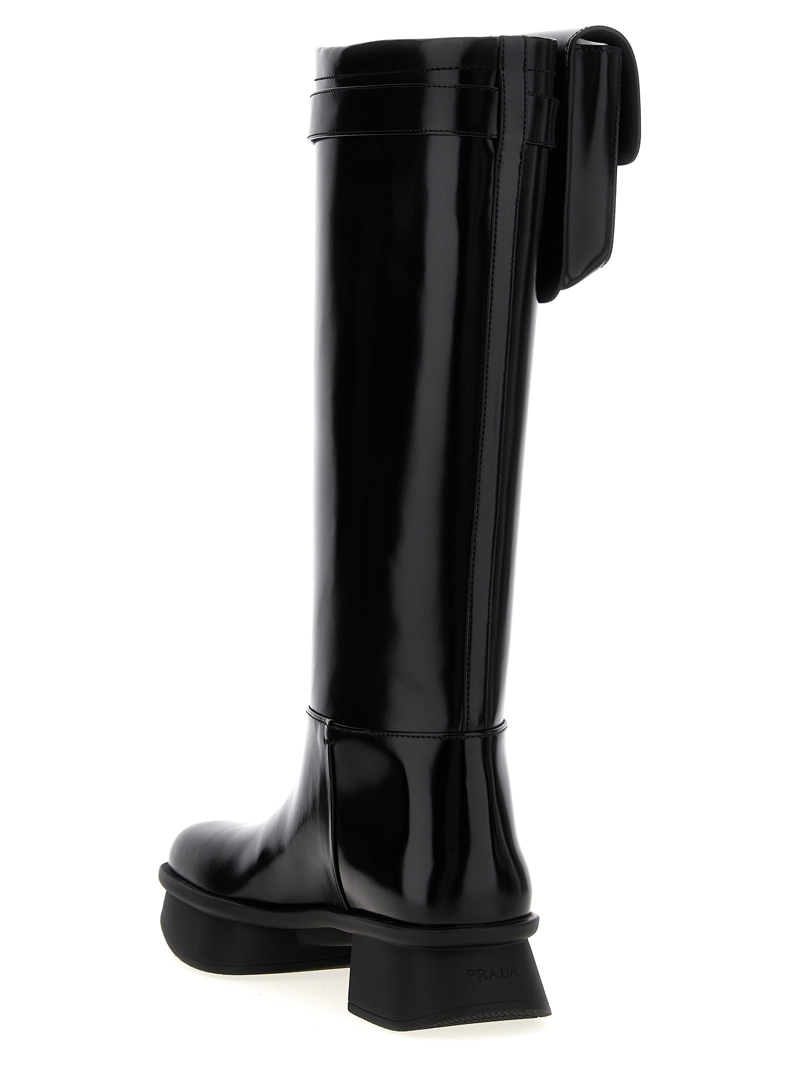 Prada Schwarzes Kalbsleder Over-the-Knee