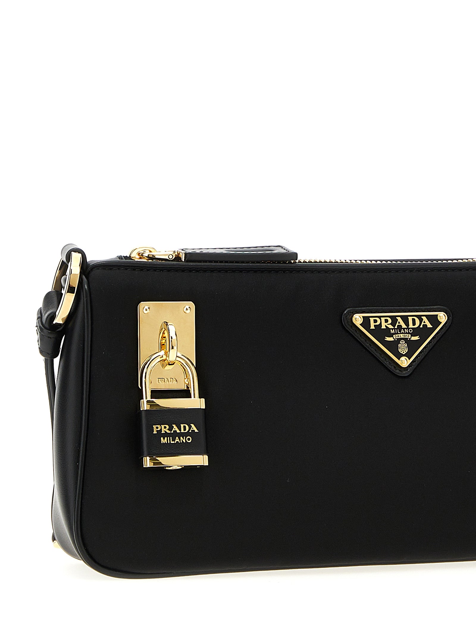 Prada Schwarze Schultertasche aus Polyamid