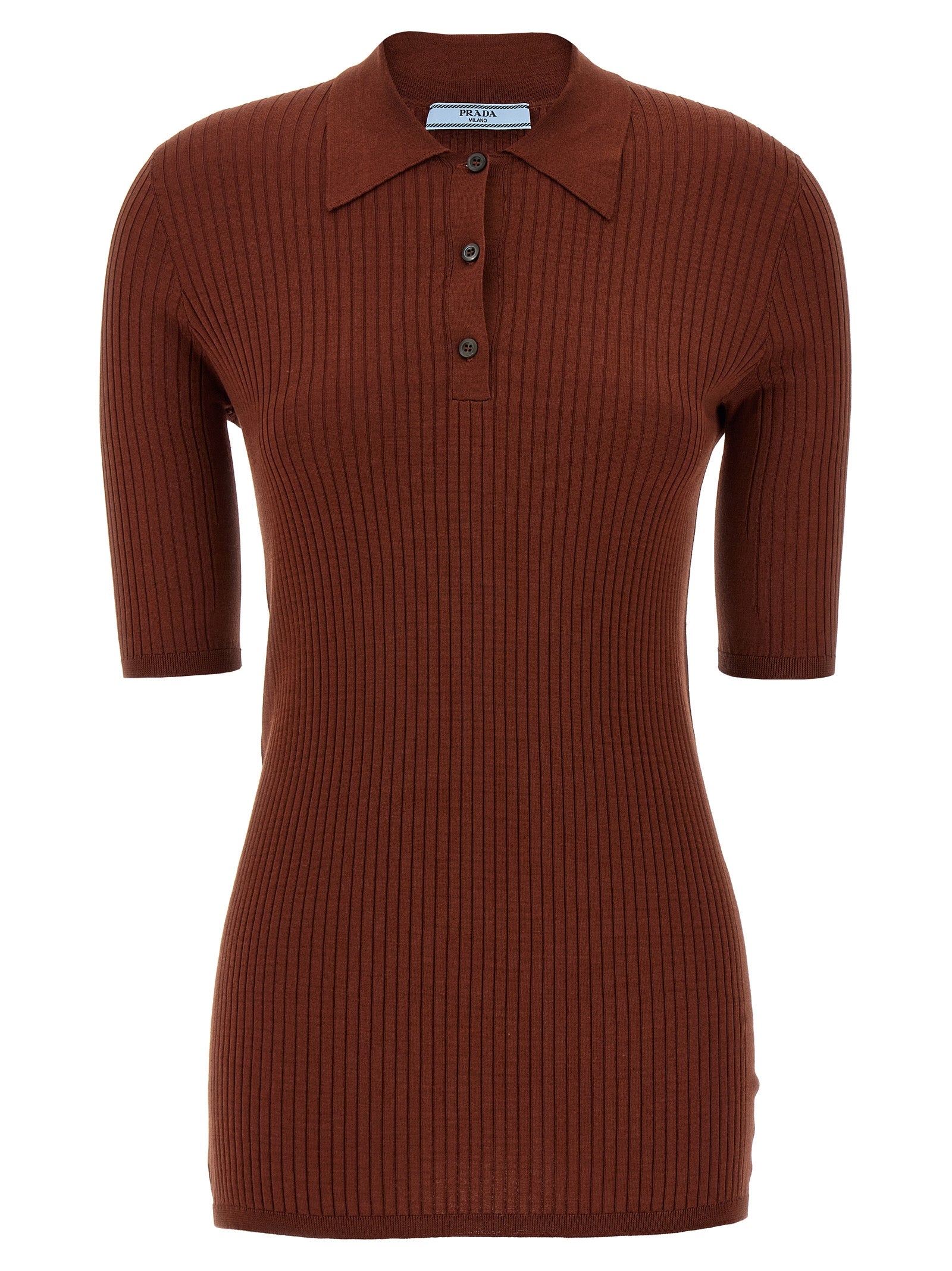 Prada Braunes Baumwoll-Polohemd