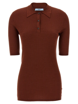 Prada Braunes Baumwoll-Polohemd