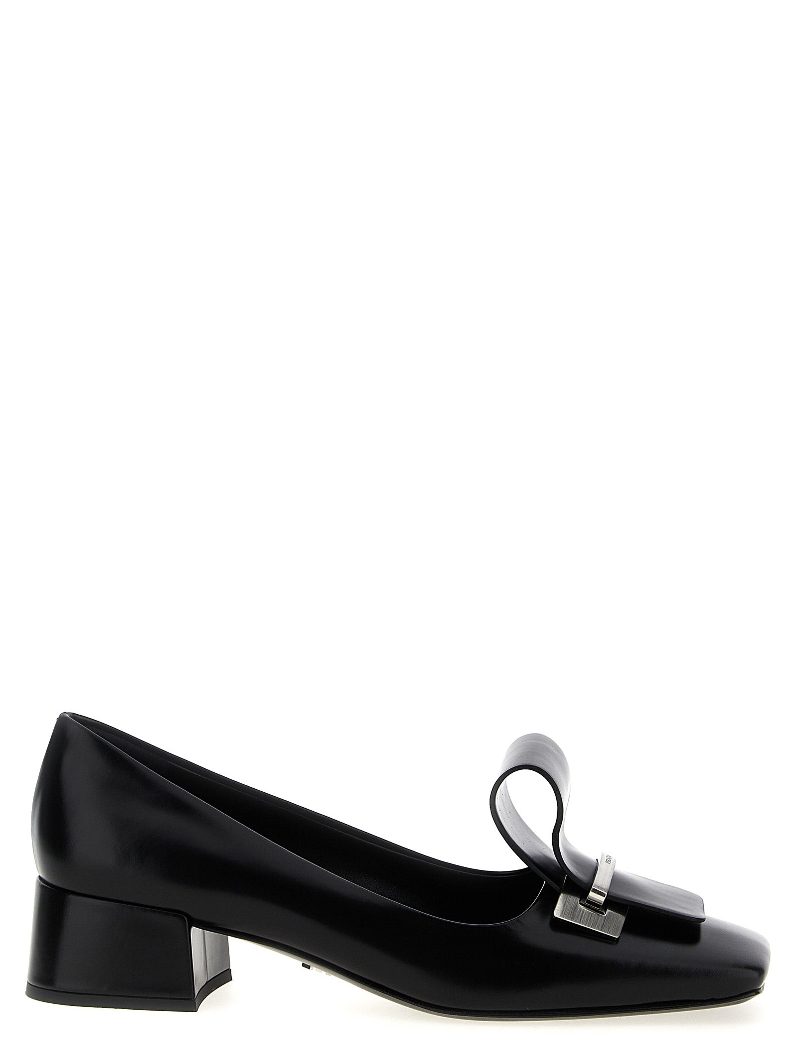 Prada Schwarze Pumps aus Kalbsleder mit mittlerem Absatz