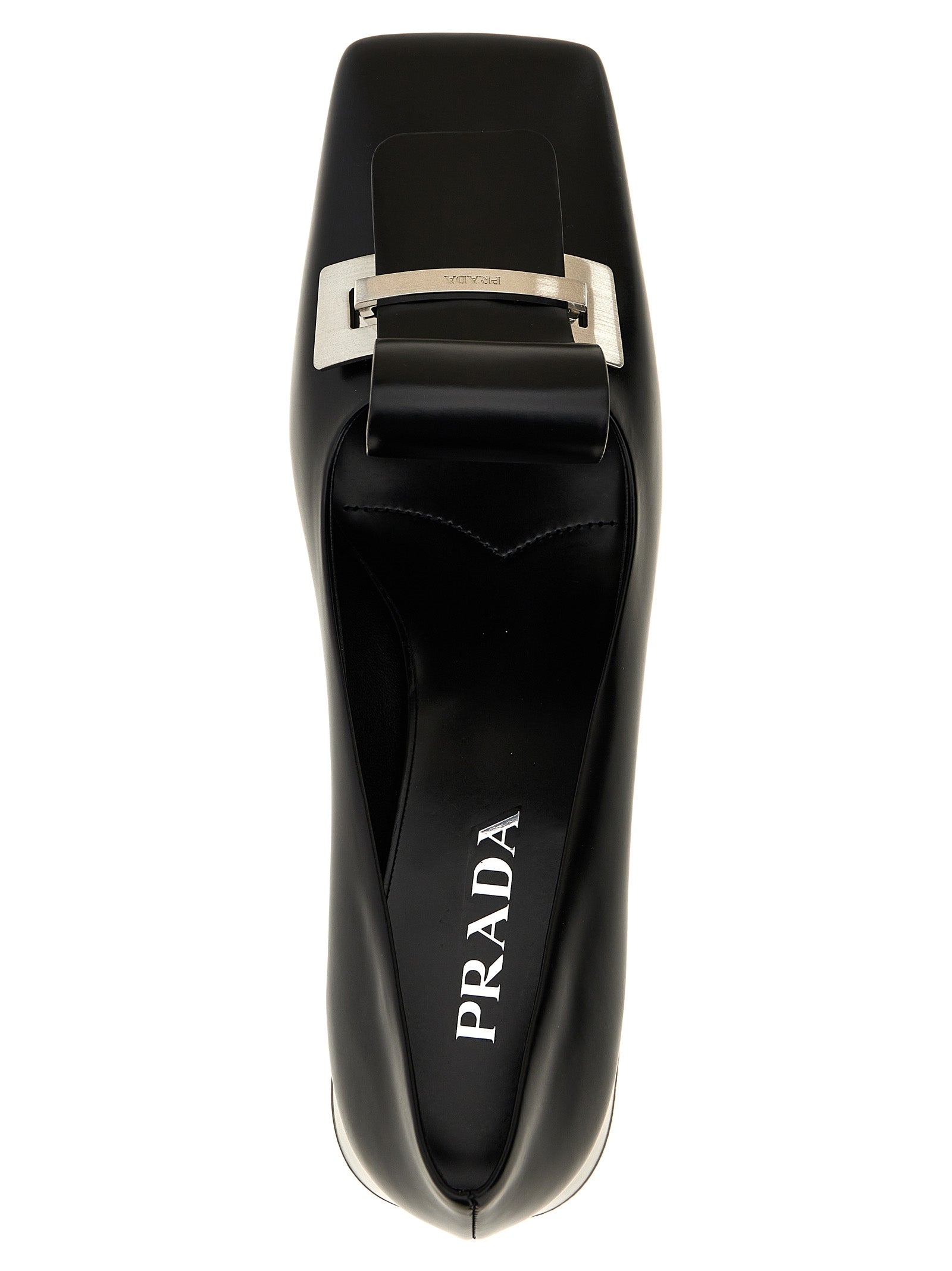 Prada Schwarze Pumps aus Kalbsleder mit mittlerem Absatz