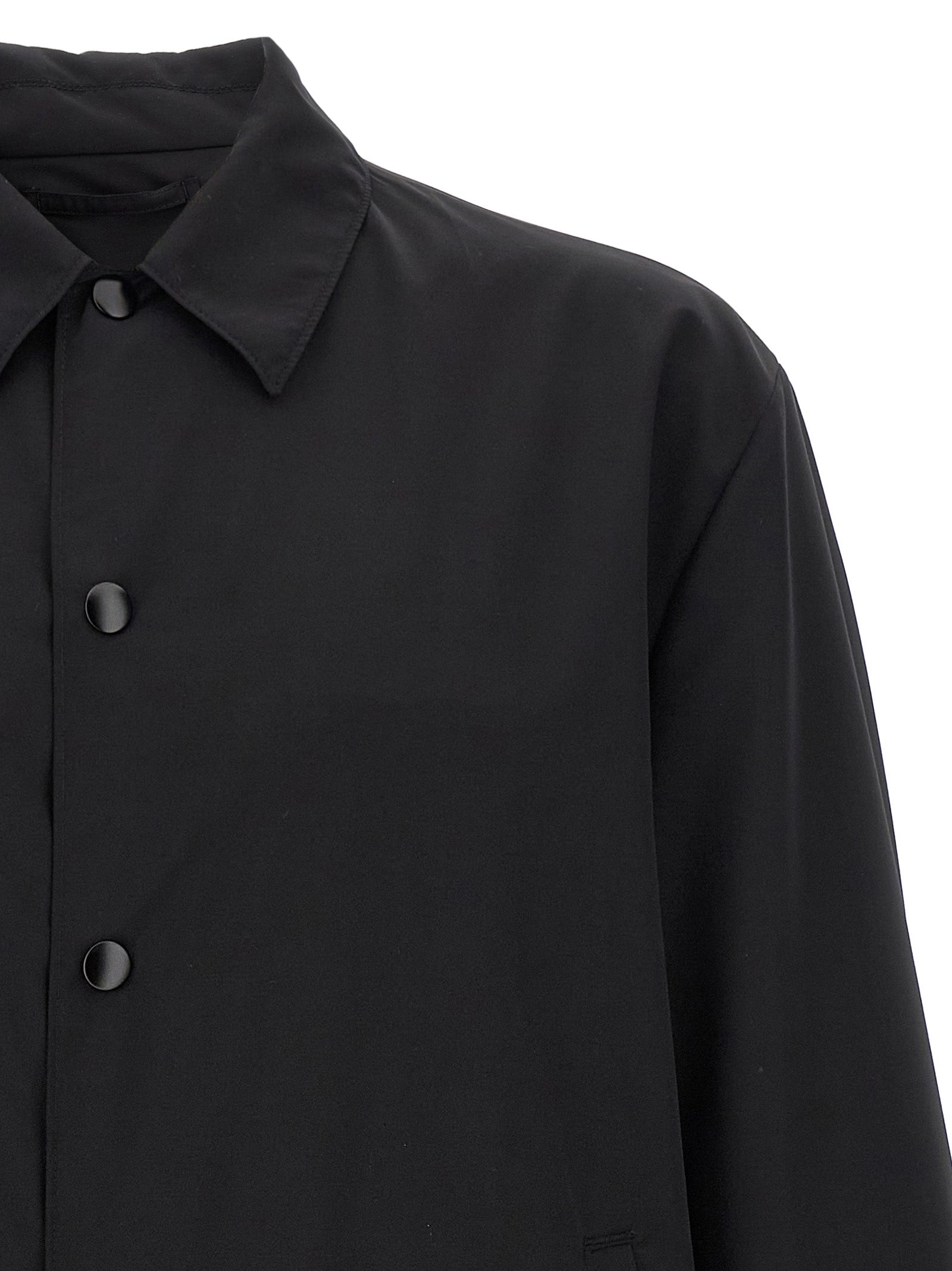 Prada Schwarze Wolljacke in voller Länge