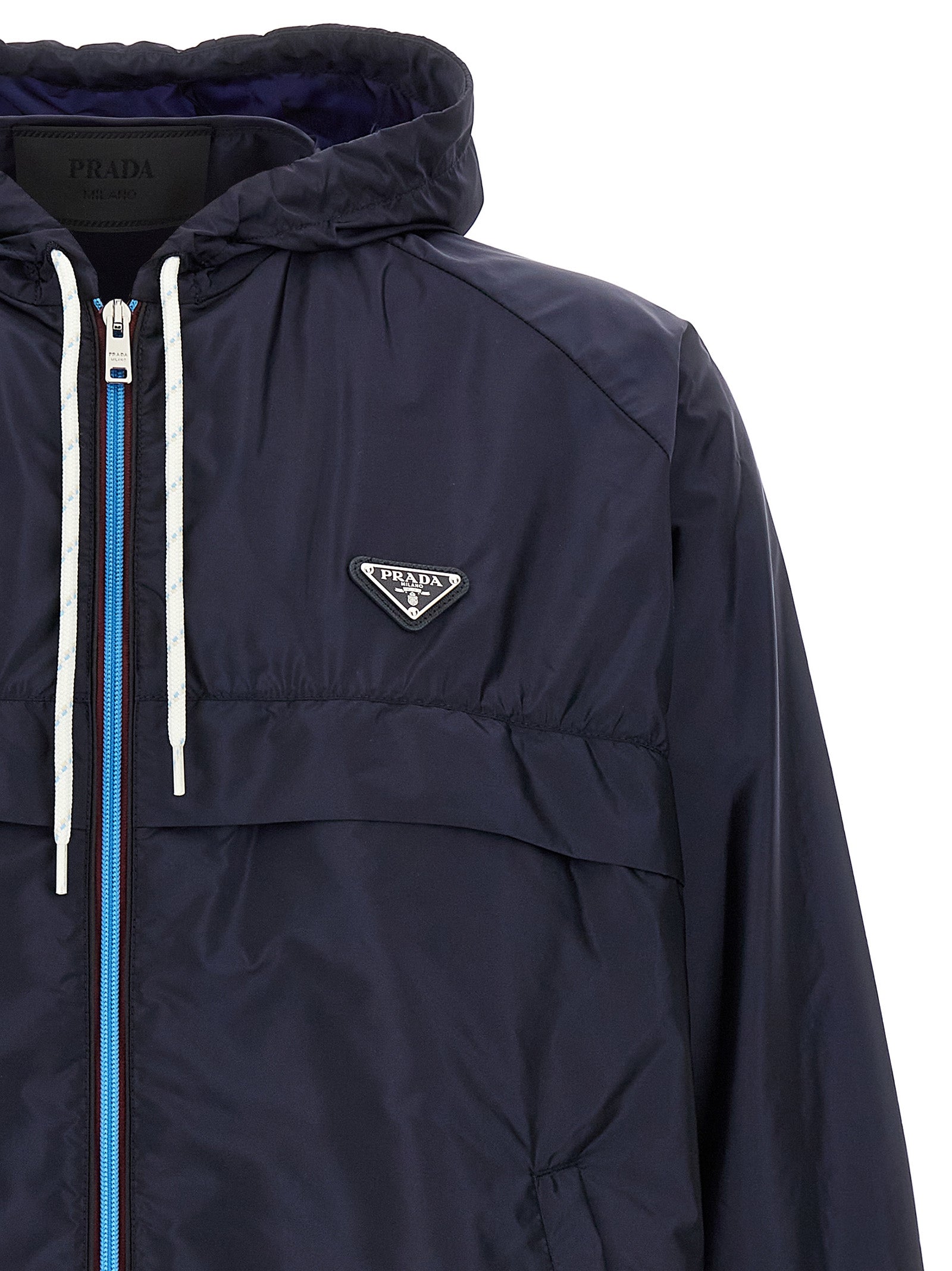 Prada Blaue Jacke aus recyceltem Polyamid