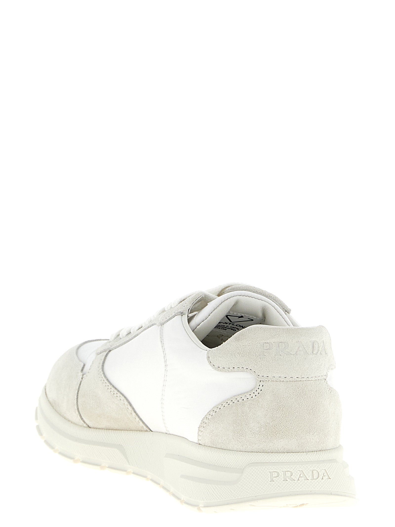 Prada Weiße Kalbshaut Bos Taurus Sneakers mit niedrigem Schaft