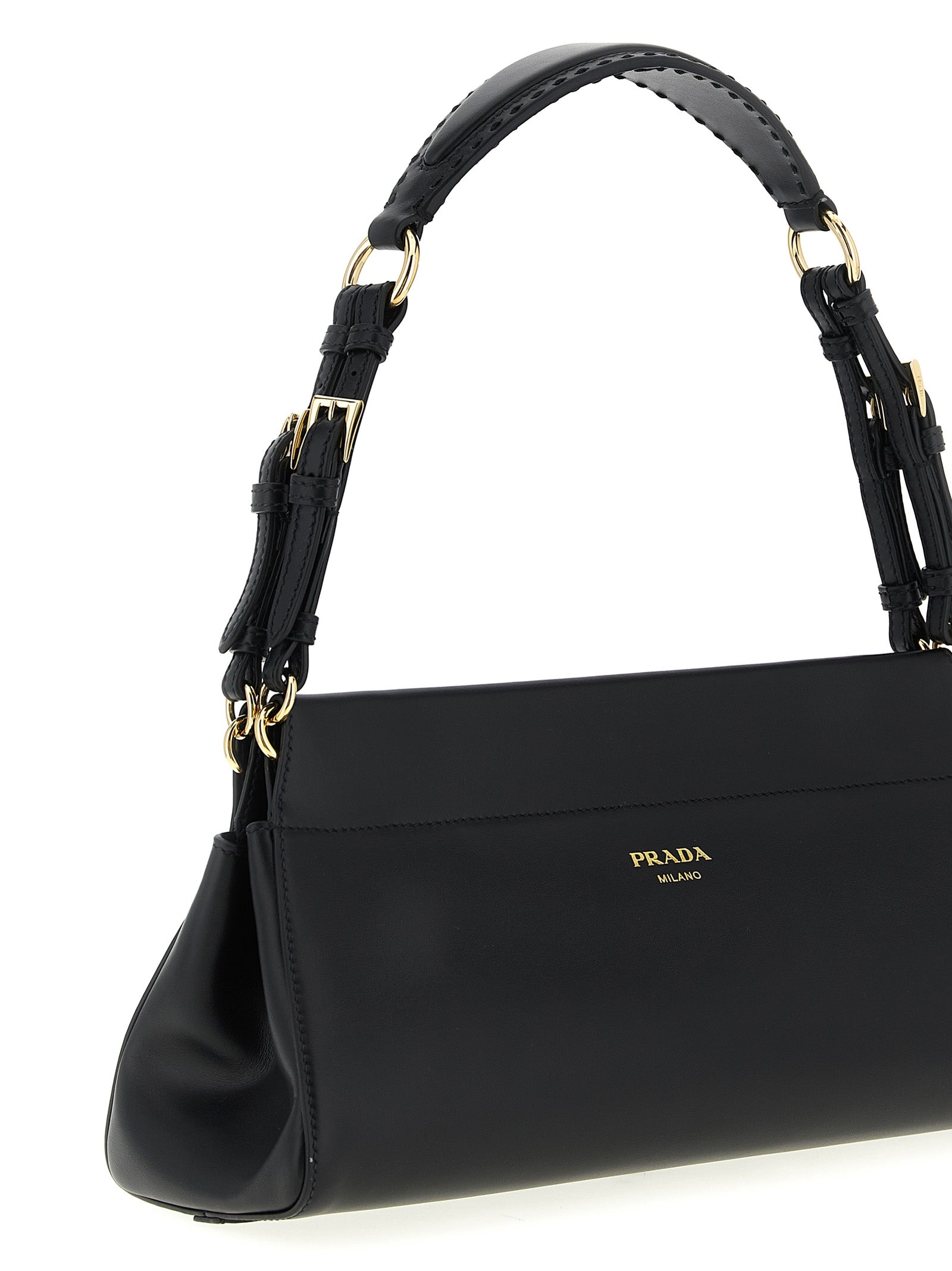 Prada Schwarze Kalbsleder-Schultertasche