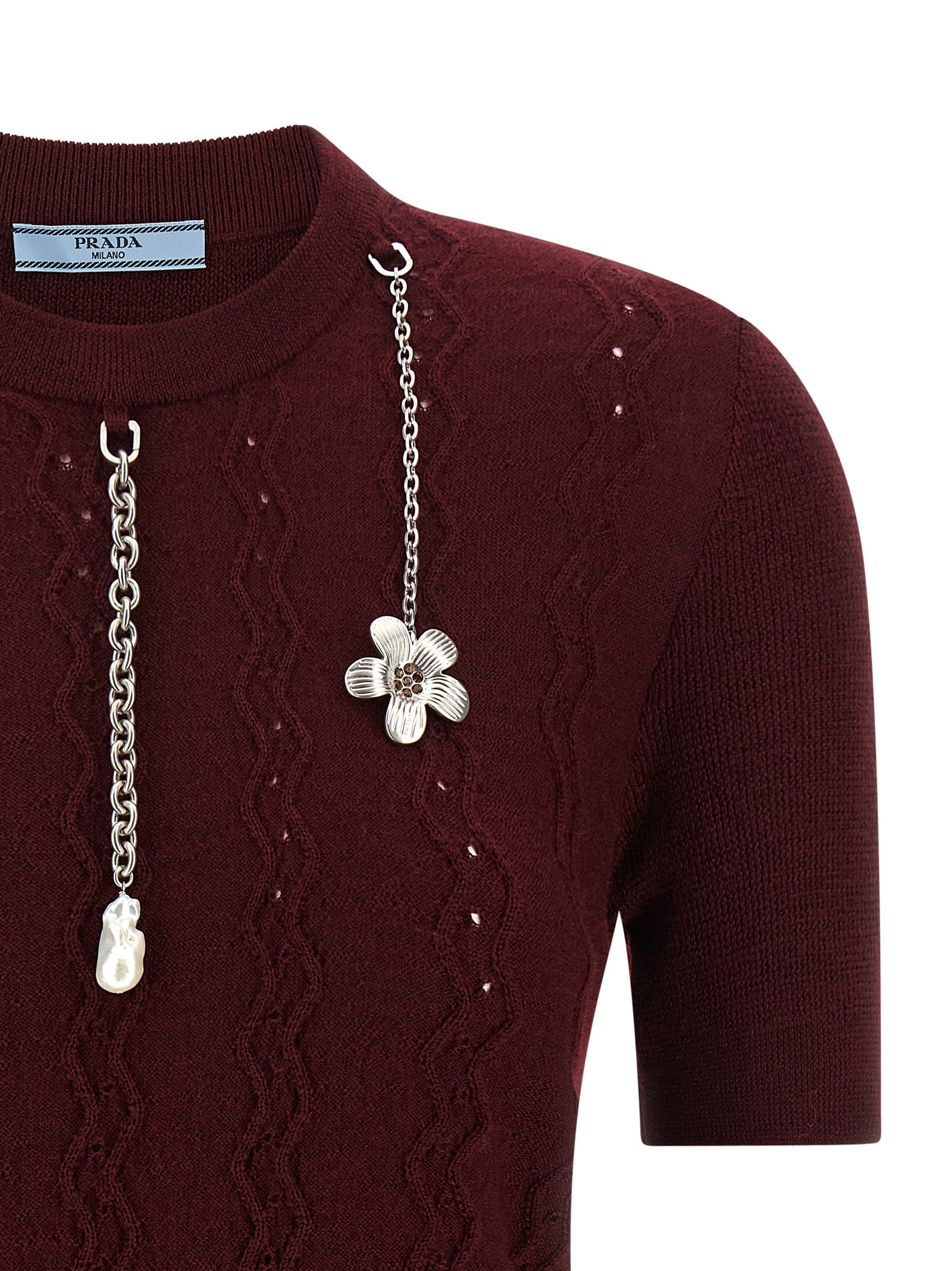 Prada Cardigan aus bordeauxroter Schurwolle