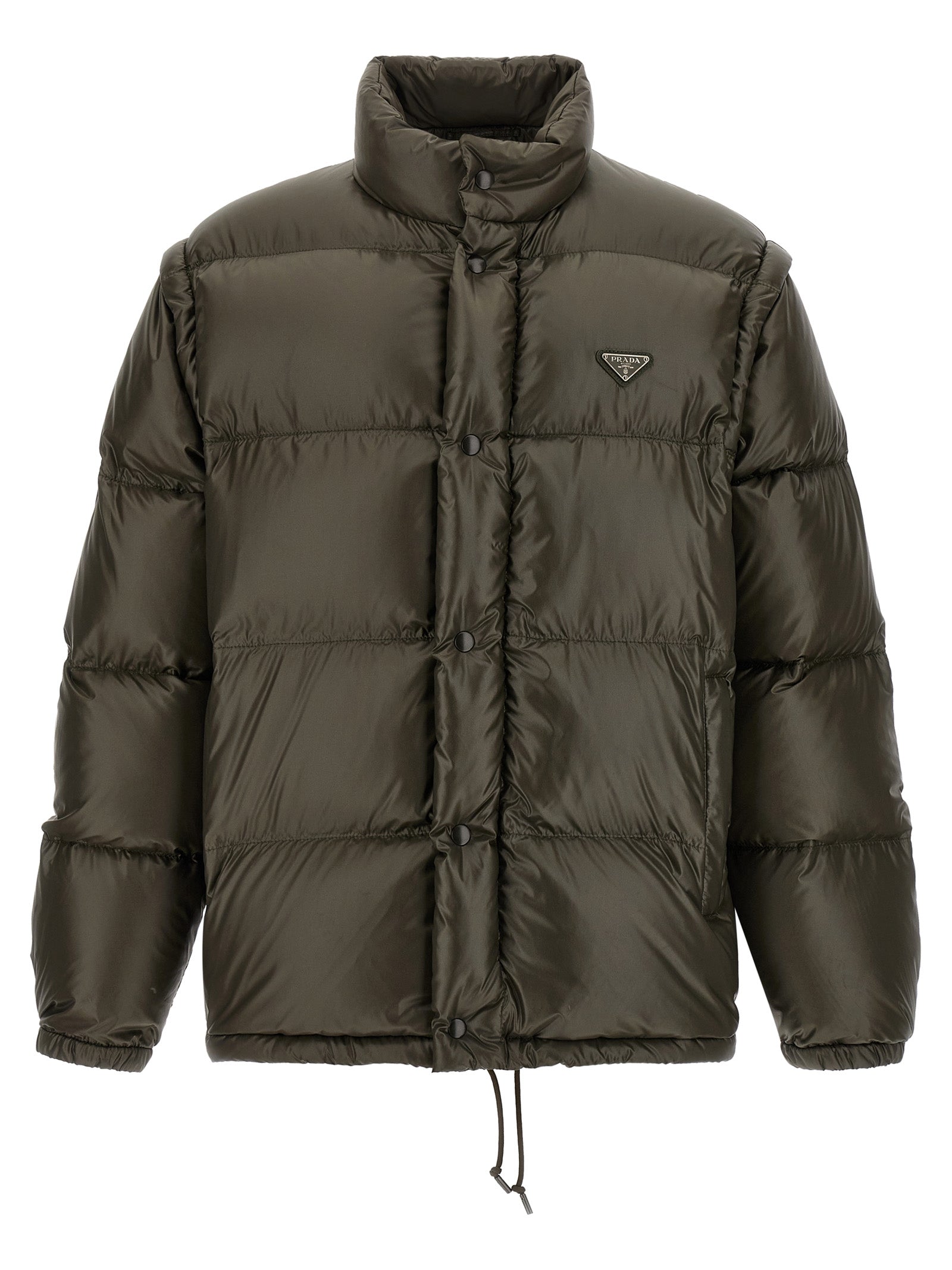 Prada Graue Jacke aus recyceltem Polyamid in voller Länge